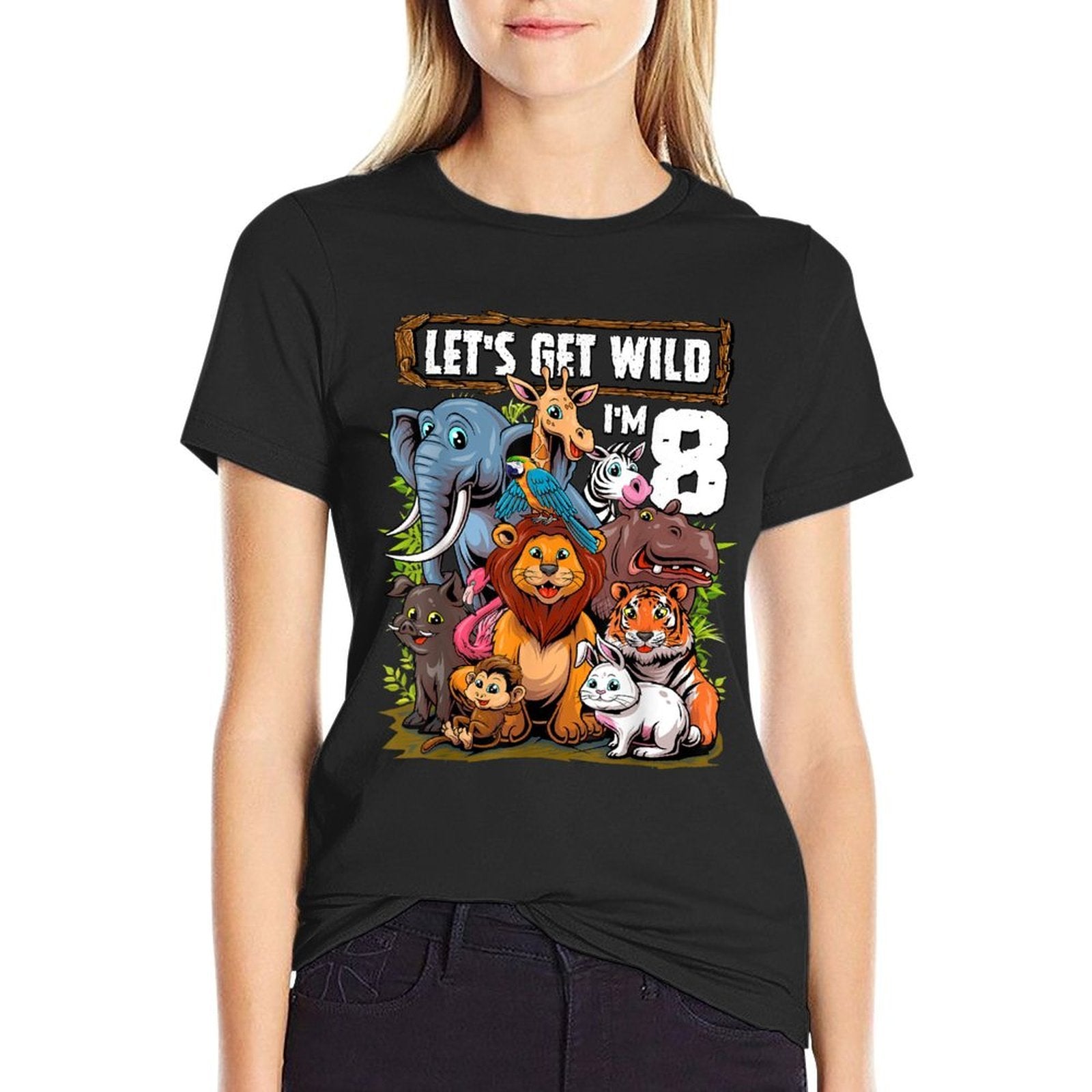 8 Year Old Zoo Birthday Safari Jungle Animals 8th Birthday  Durable T-Shirt