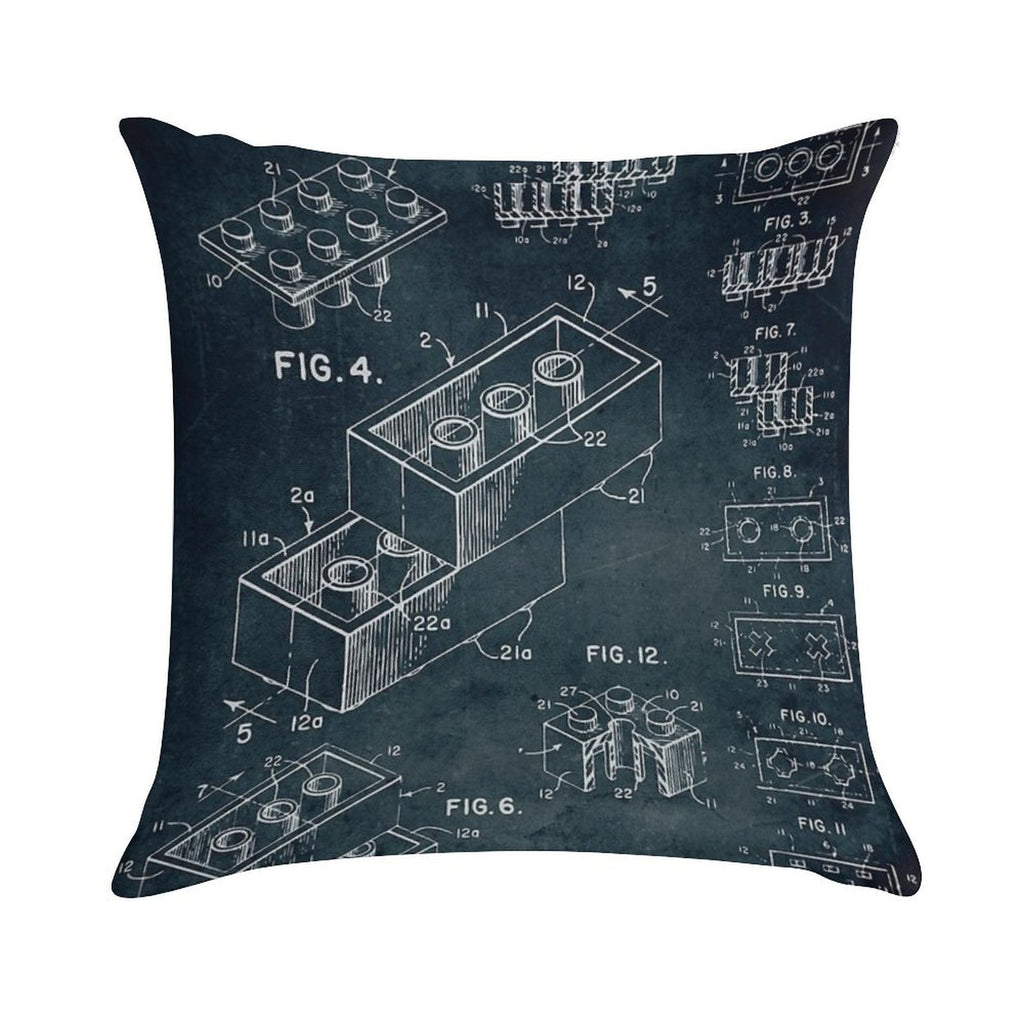 1958 Toy Building Brick Soft Washable Throw Pillow