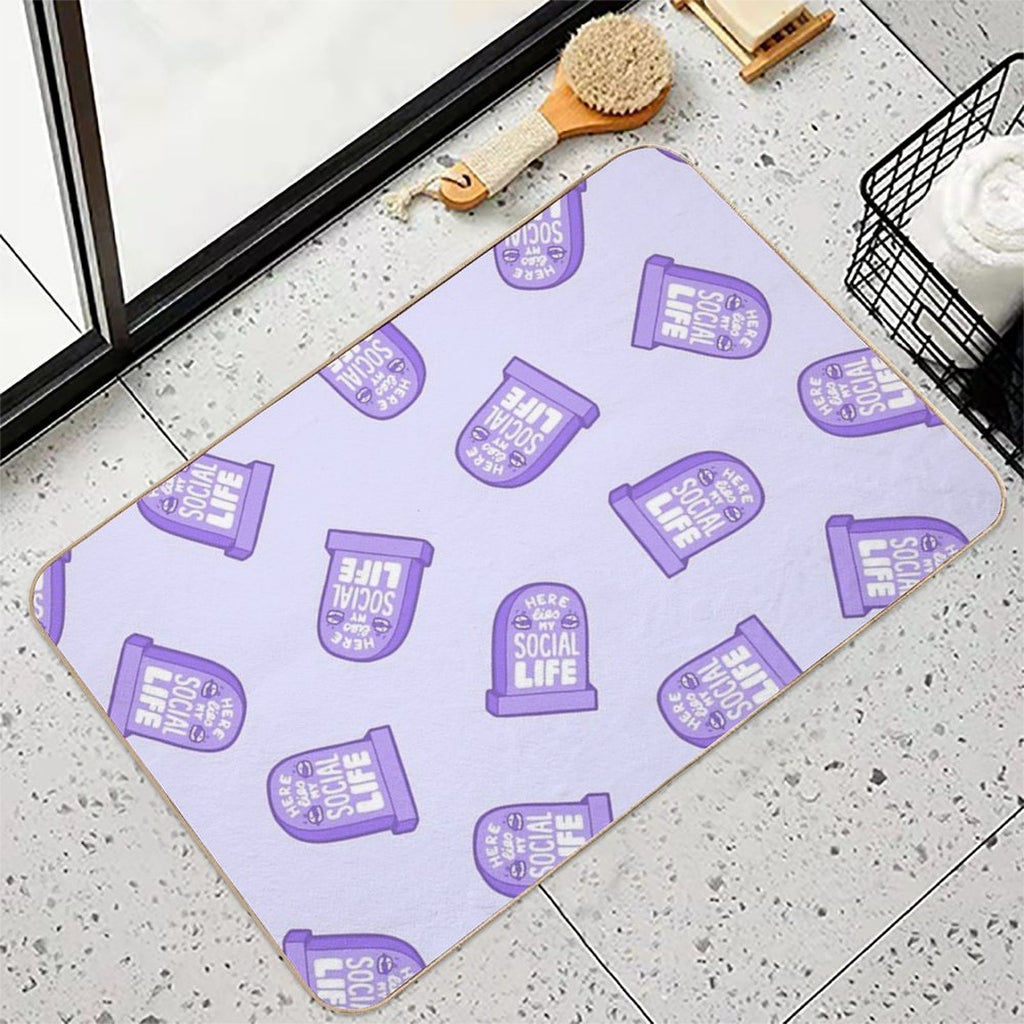 Here Lies My Social Life in Lilac  Non-Slip Bath Mat