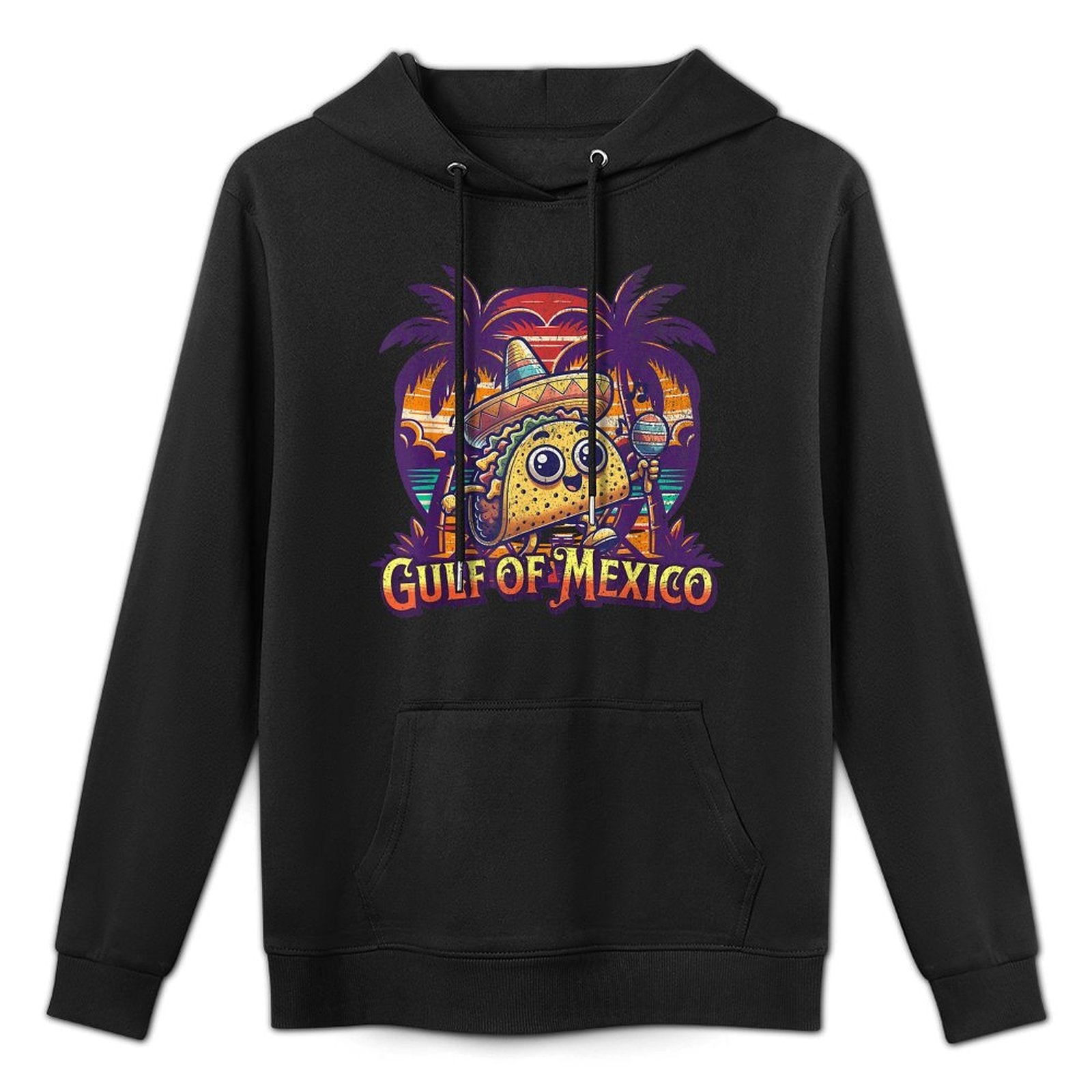 Gulf of Mexico with A Cute Mexican Cool Taco Illustration Layering Staple Hoodie