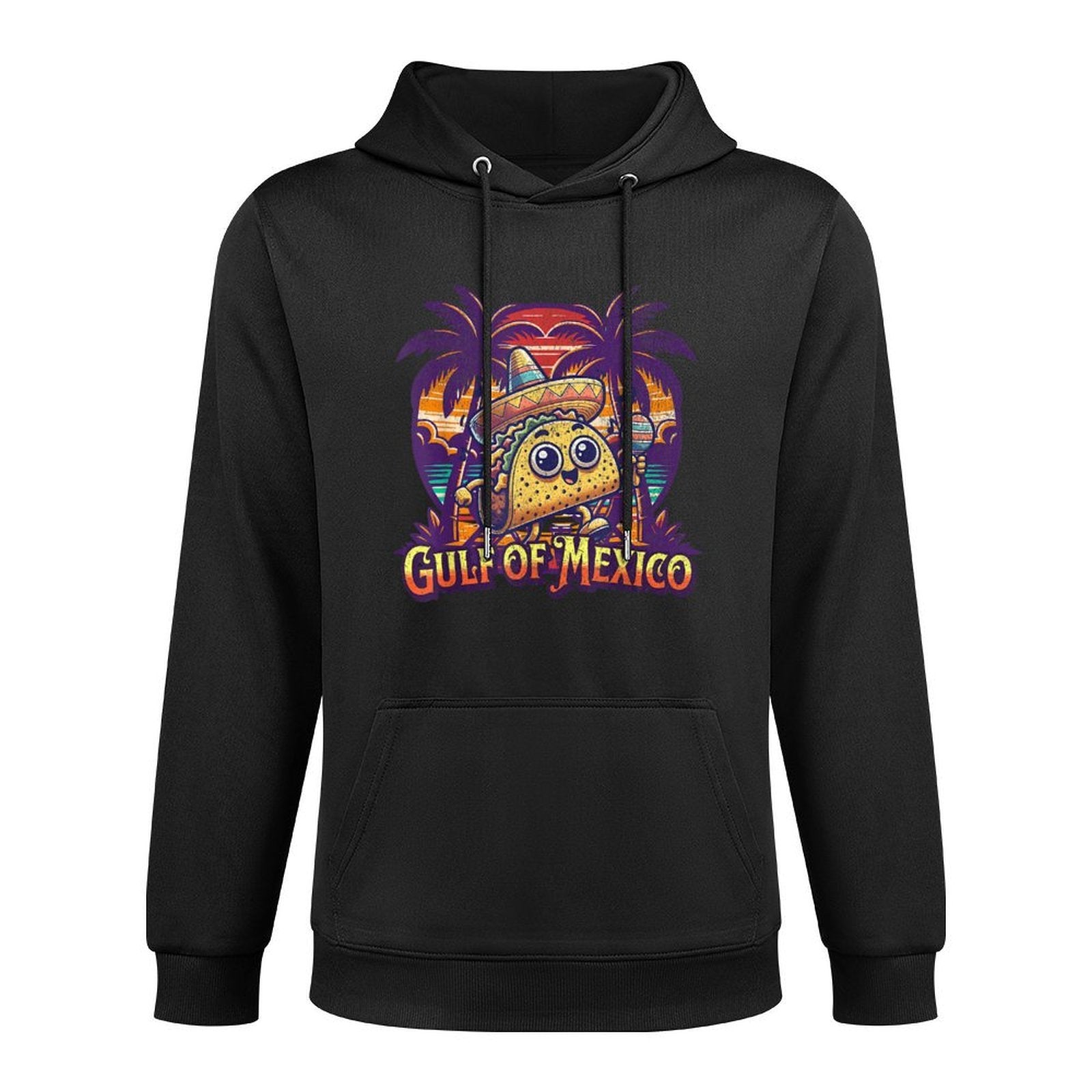 Gulf of Mexico with A Cute Mexican Cool Taco Illustration Layering Staple Hoodie