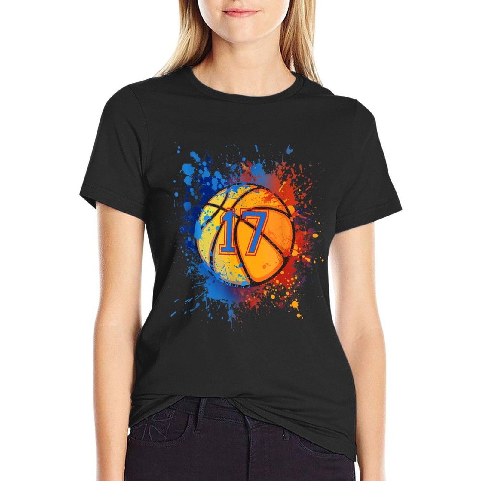 17 Years Old 17th Birthday Basketball Gift For Boys Party  Stretchy T-Shirt