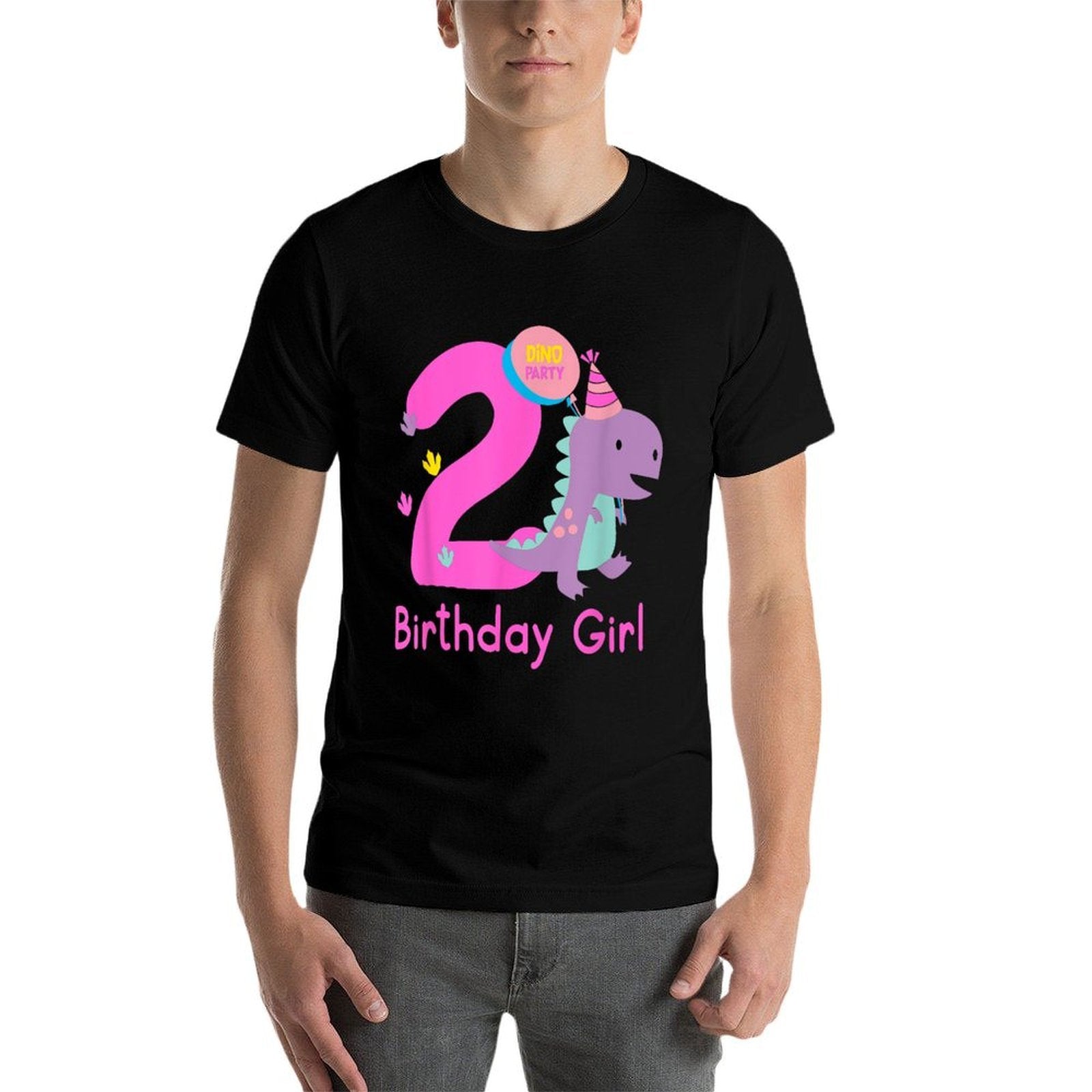 2nd Birthday Dinosaur Girl T-Rex Matching Family Party Two  Breathable T-Shirt