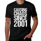20 Years Old 2001 Causing Chaos Funny 20th Birthday  High-quality Stitching T-Shirt