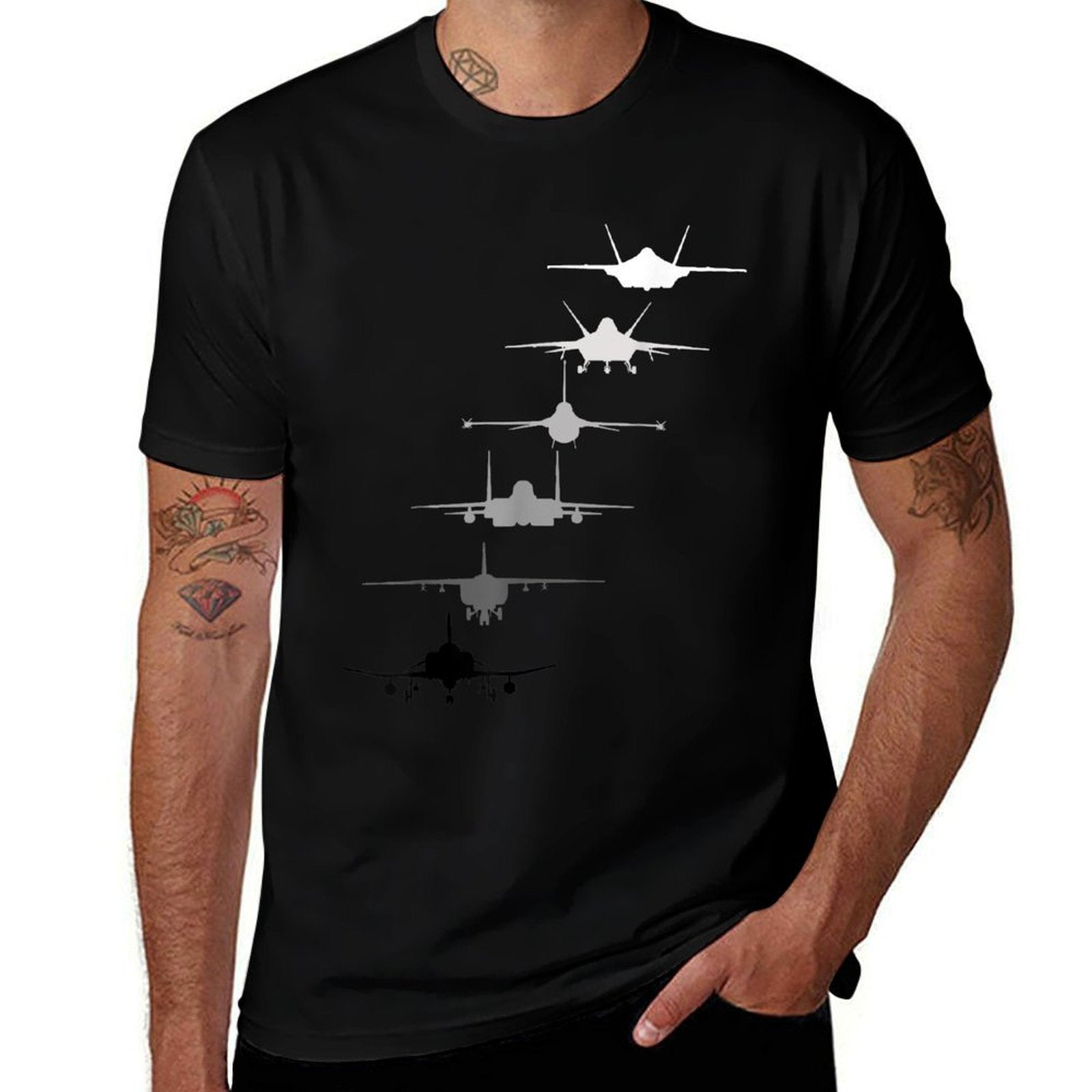 Air Force Fighter Jets F-4 F-111 F-15 F-16 F-22 F-35  Versatile T-Shirt