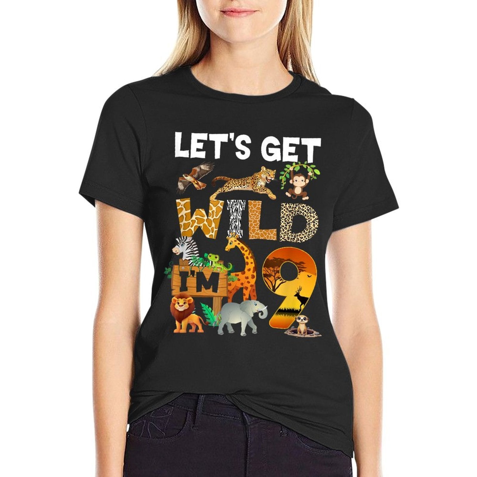 9 Year Old Zoo Birthday Safari Jungle Animal 9Th Bday  Relaxed-fit T-Shirt