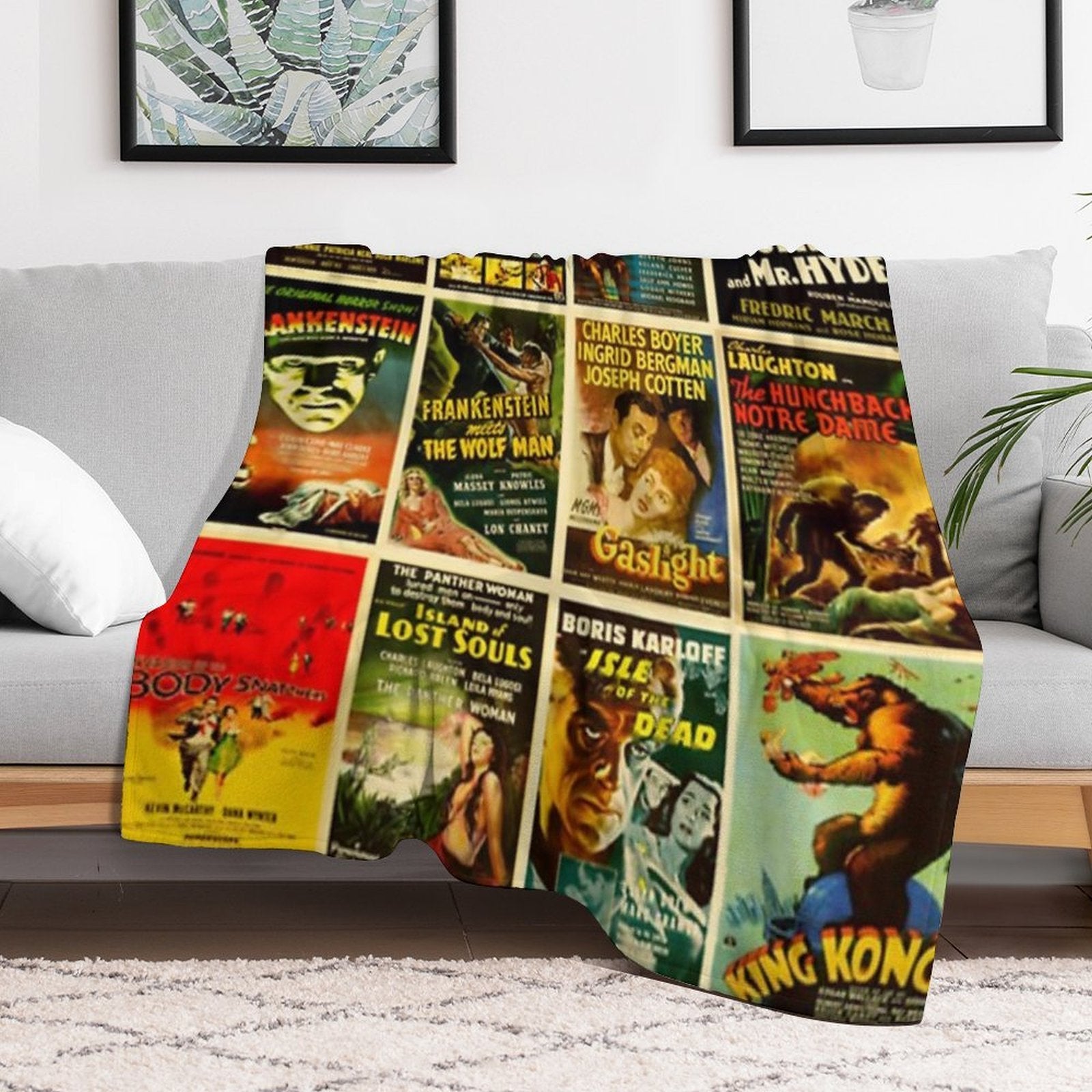 Vintage Classic Horror Monster Movie Posters Comfort Throw Blanket