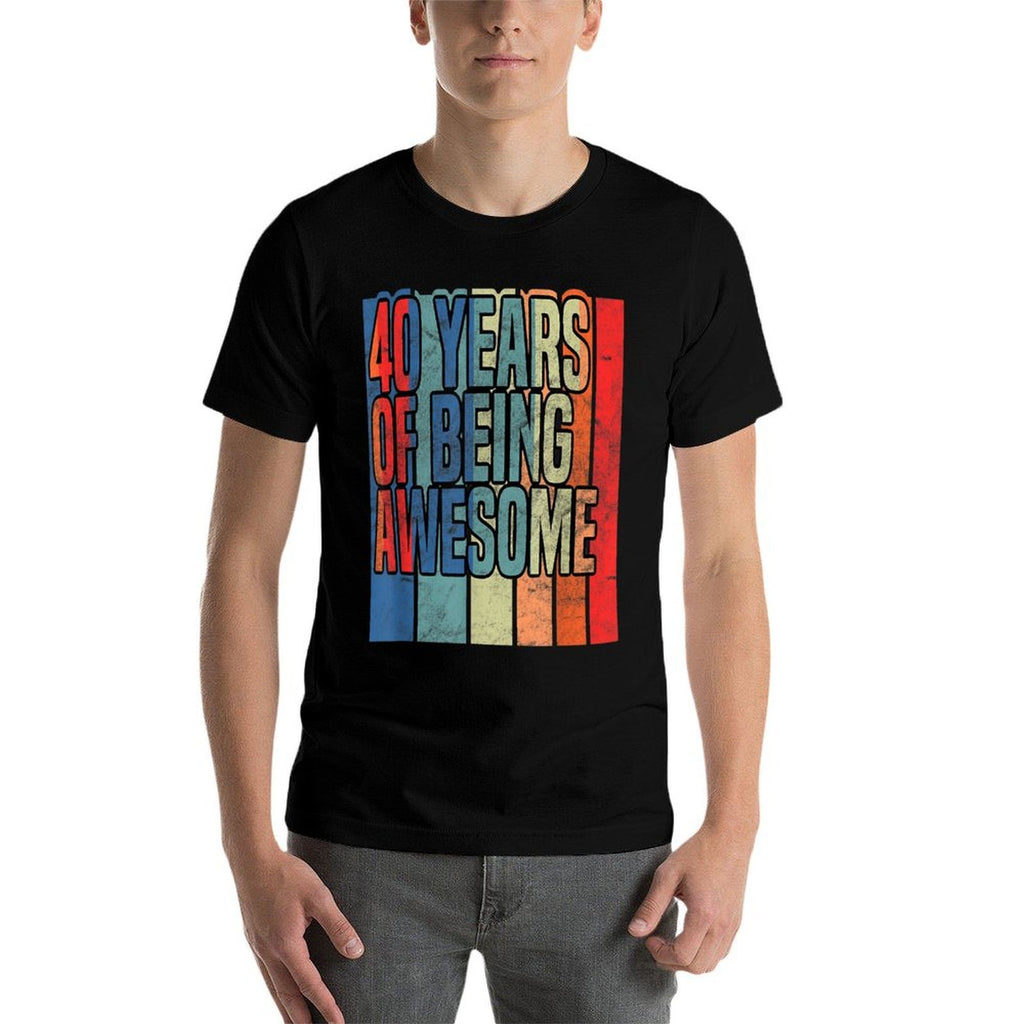 40th Birthday 40 Years of Being Awesome Funny Party  Fade-proof Color T-Shirt