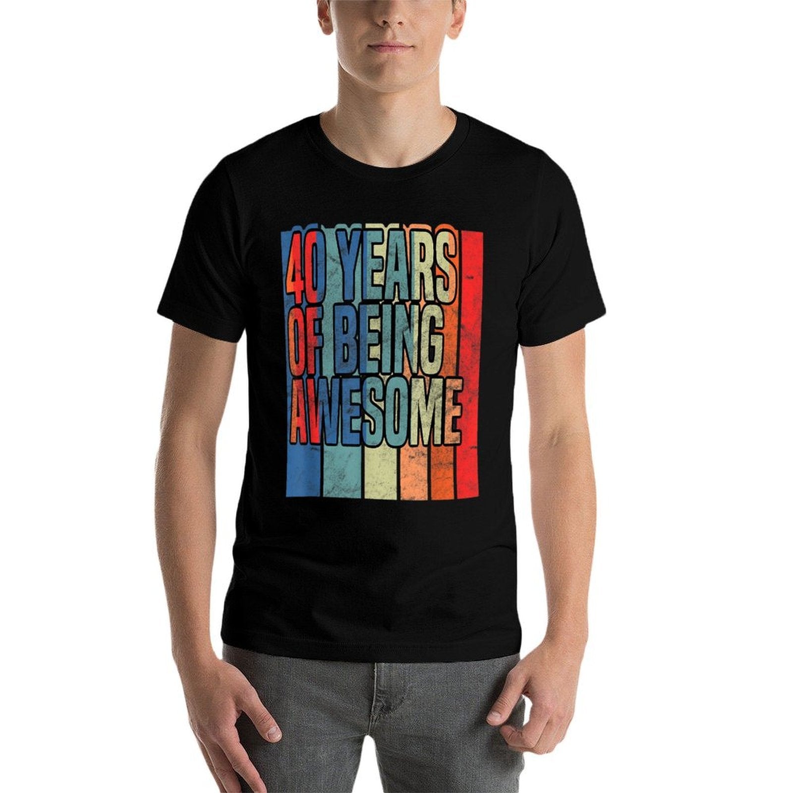 40th Birthday 40 Years of Being Awesome Funny Party  Fade-proof Color T-Shirt