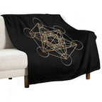 Metatron's Cube Golden Line Versatility Throw Blanket