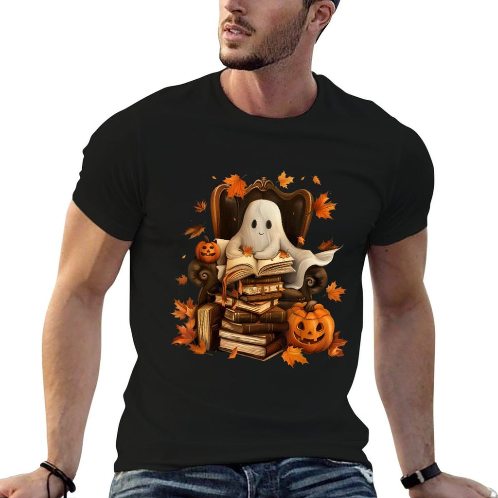 Vintage Ghost Book Reading Pumpkin Gothic Halloween Teachers  Classic T-Shirt