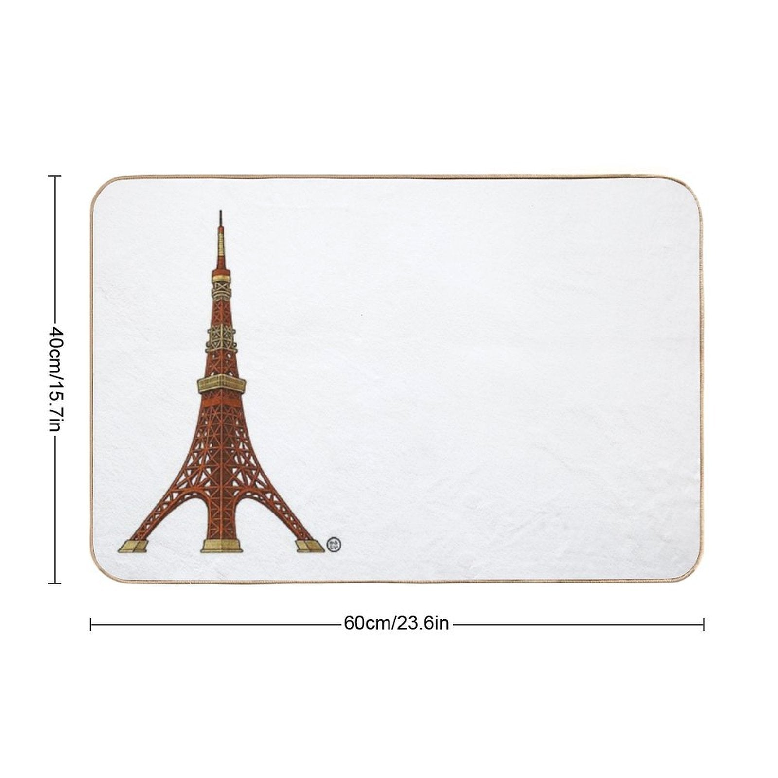 Tokyo Tower - Vintage Japanese Style  Easy Maintenance Bath Mat