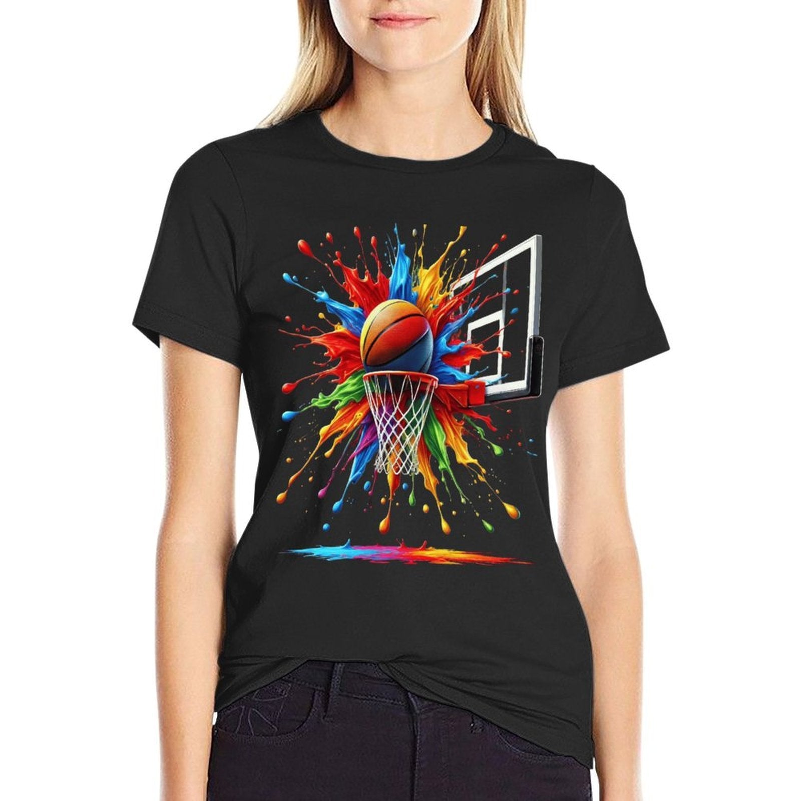 Colorful Abstract Psychedelic Basketball Splash Art Game Day  Vintage-inspired T-Shirt