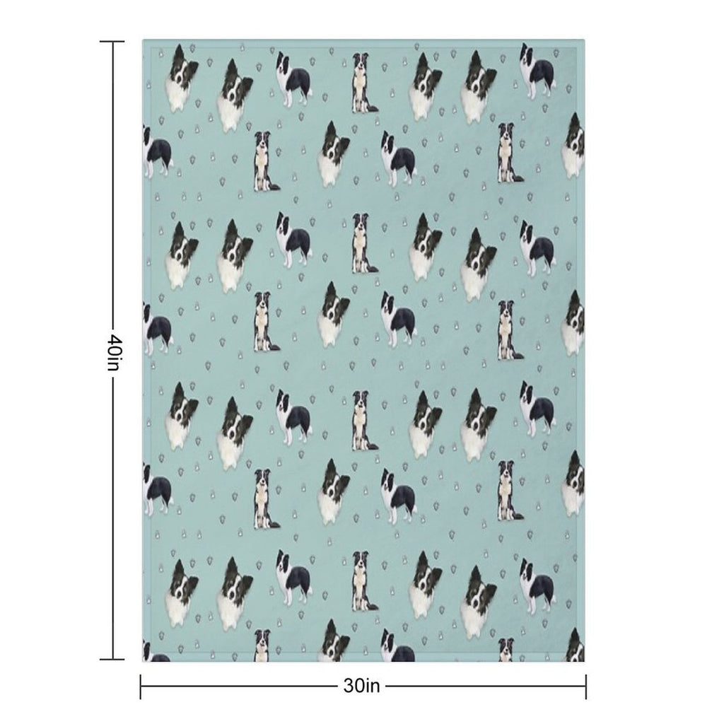 Collie Pattern Blue Painting Anti-pilling Throw Blanket
