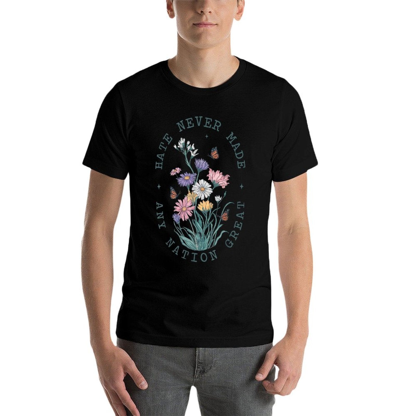 Anti Trump Floral Butterflies Democrat President Liberal  Fade-proof Color T-Shirt