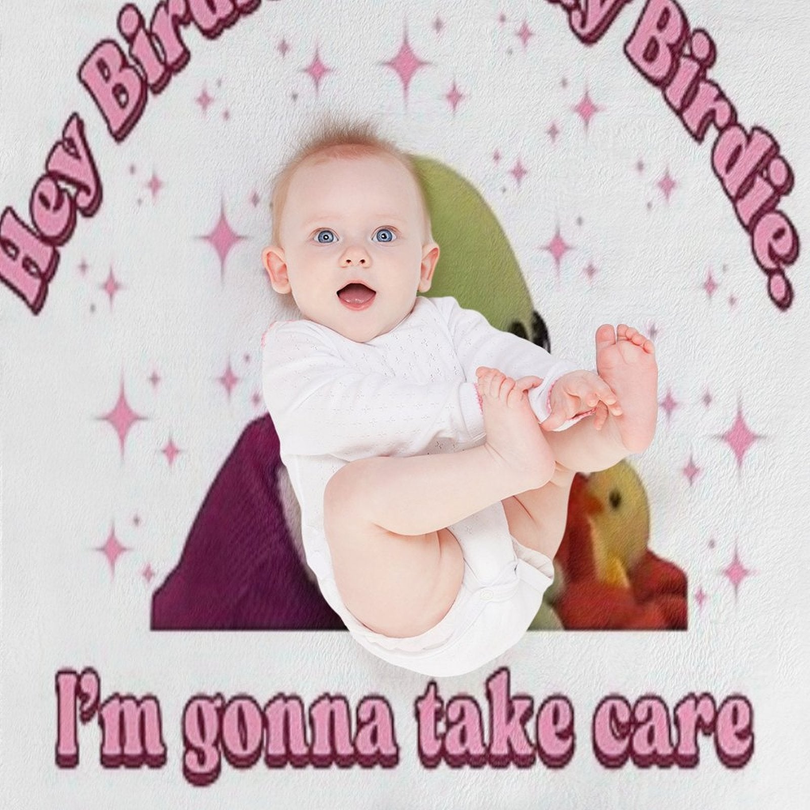 Nanalan Wonderful Girl It's Okay Birdie Eco-conscious Throw Blanket