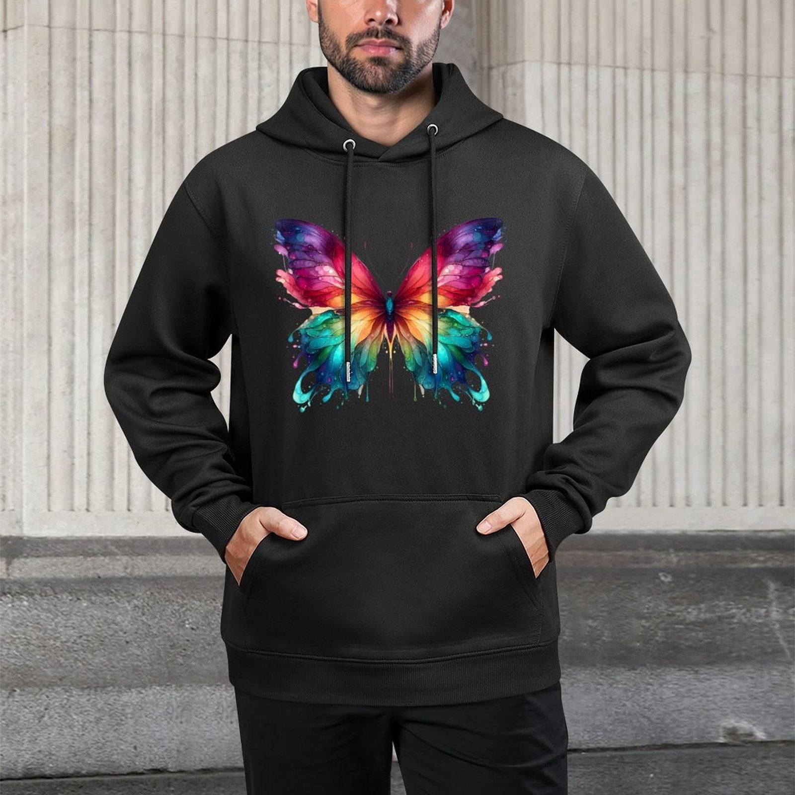 Watercolor Butterfly Graphic Men Women Machine Washable Hoodie