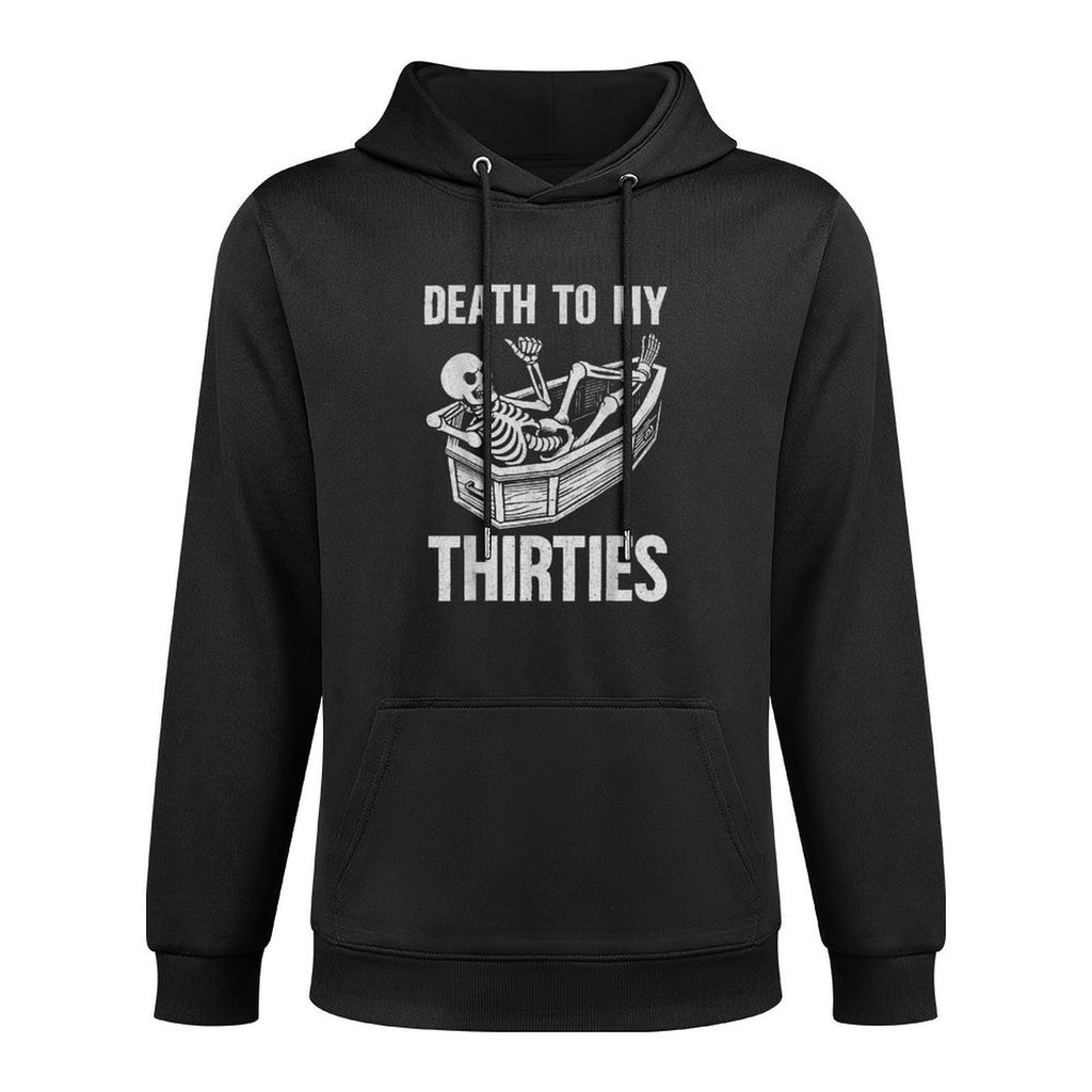 Death to My 30s, 40th Birthday Skeleton in Coffin Halloween Easy Care Hoodie