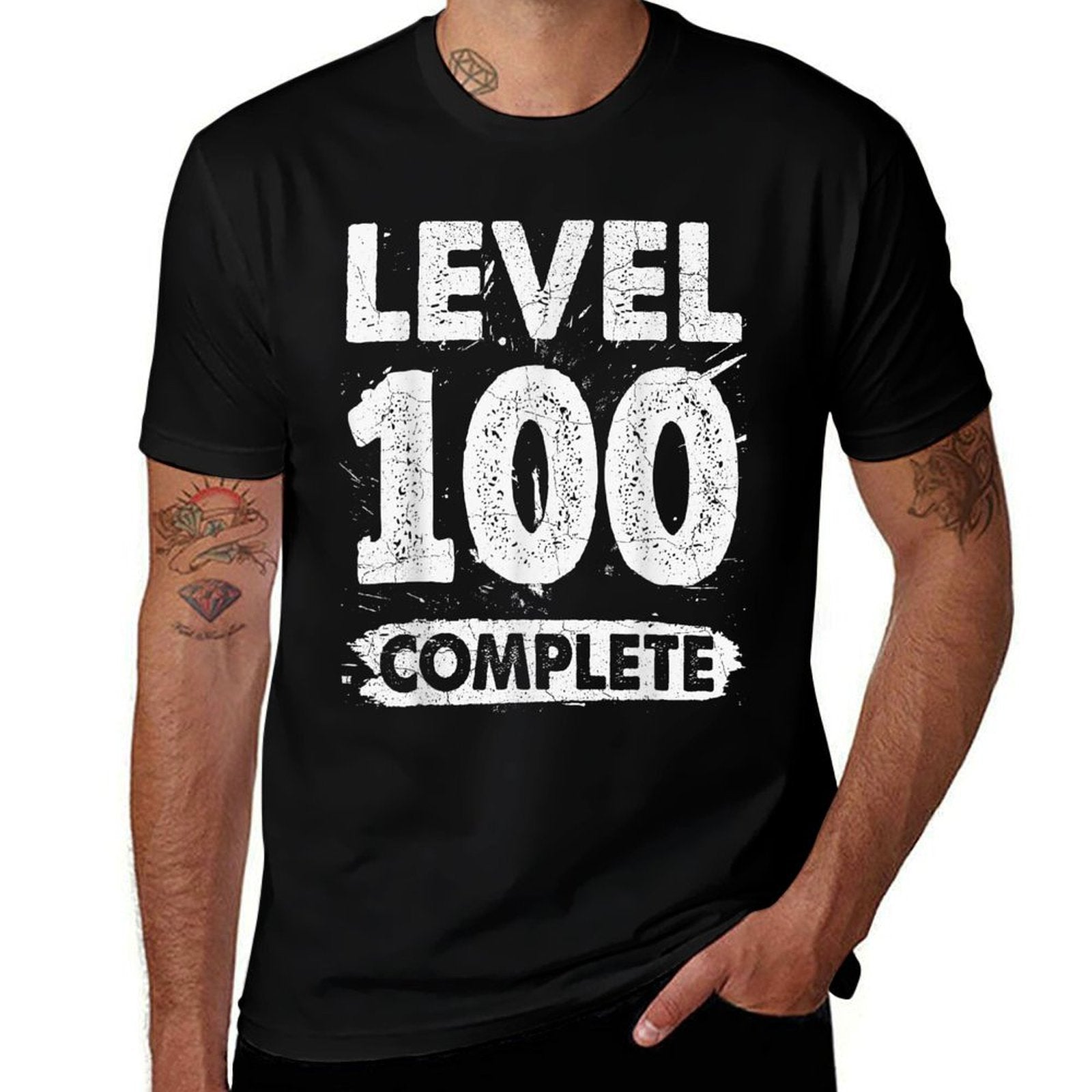 100th Birthday Gifts Level 100 Complete - Men's Unisex Adults Black Crew Neck Classic Fit - Small  Affordable Price T-Shirt