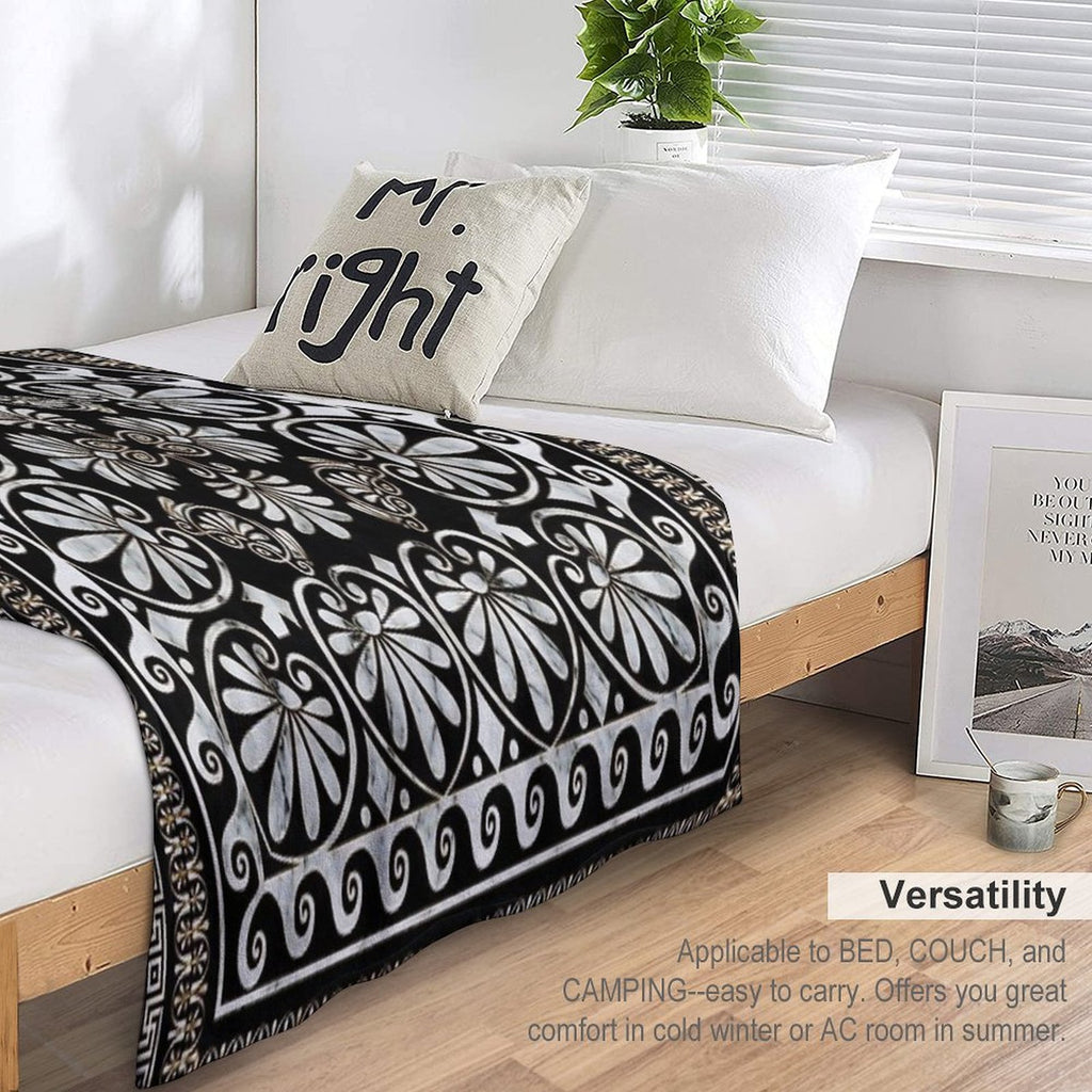 Luxury Greek Ornament Black And White Marble Comfort Throw Blanket