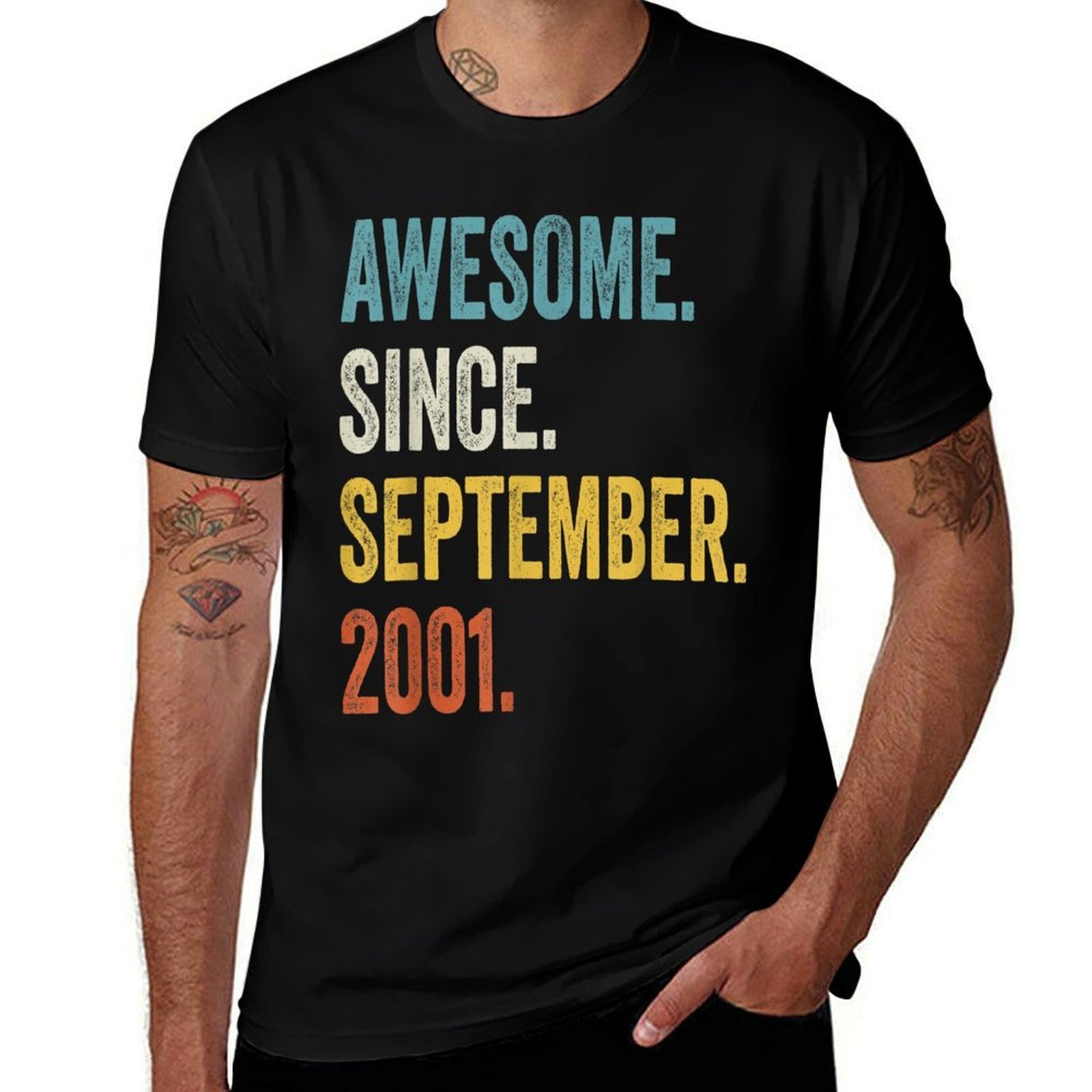21 Years Old Awesome Since September 2001 21st Birthday  Oversized Silhouette T-Shirt