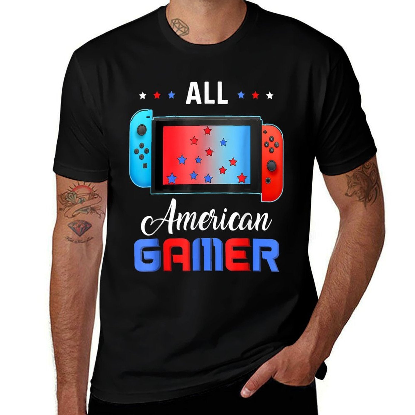 All American Gamer Funny 4th Of July Boys Kids Men USA  Versatile T-Shirt