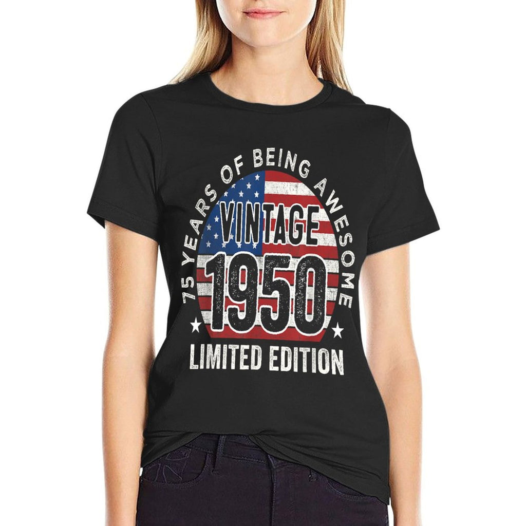 75th Birthday Gifts Men Vintage 1950 75 Years Old USA  Summer-ready Fabric T-Shirt