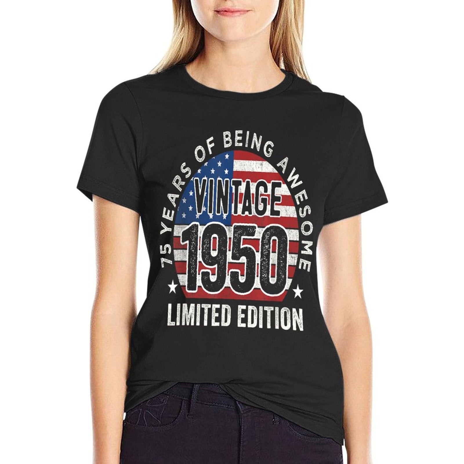75th Birthday Gifts Men Vintage 1950 75 Years Old USA  Summer-ready Fabric T-Shirt