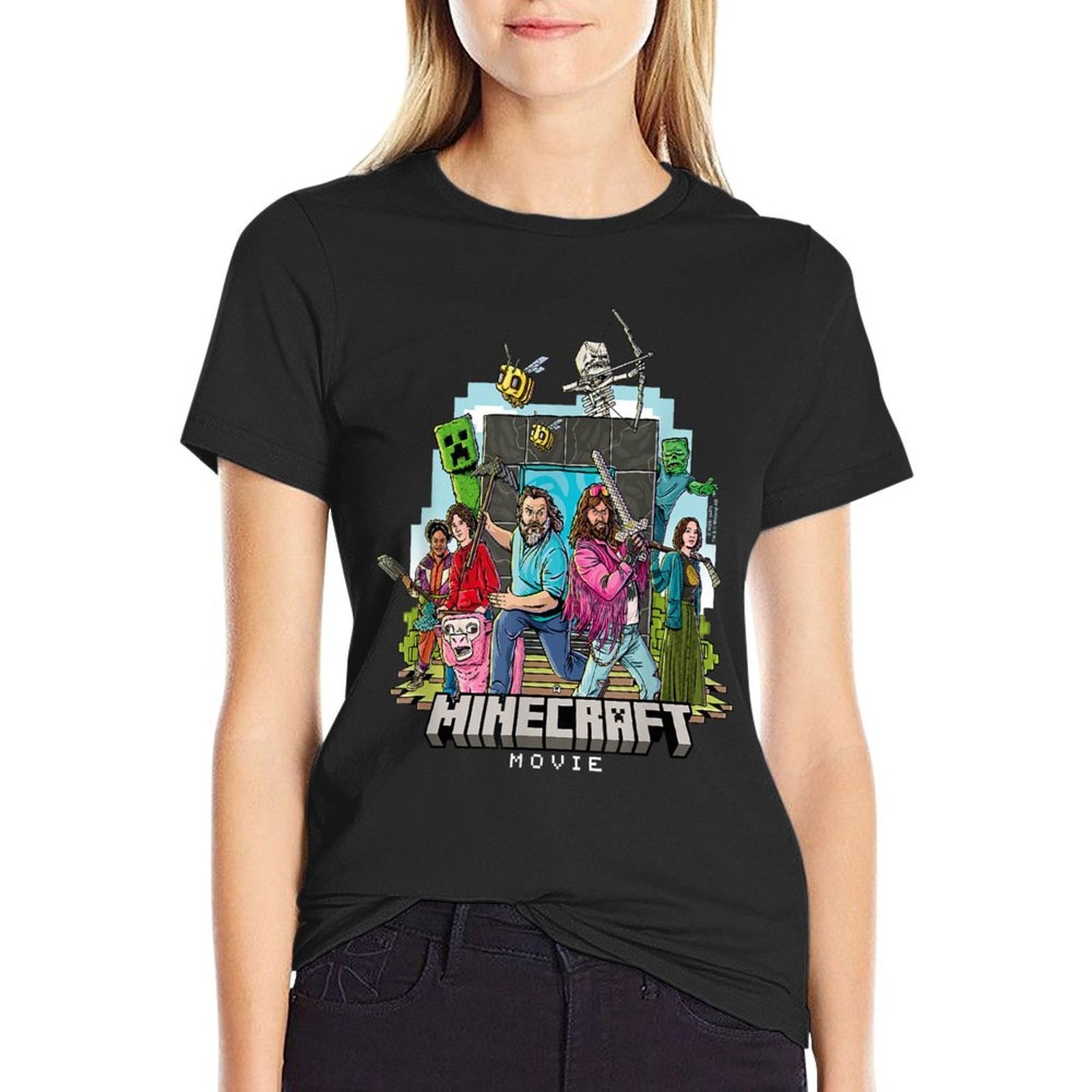 A Minecraft Movie Main Characters Group Shot Cartoon Style  Eco-friendly Material T-Shirt