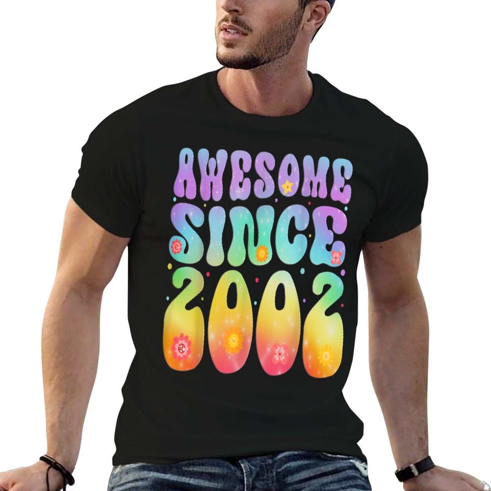 Awesome Since 2002 21 Years Old Tie Dye Flower 21st Birthday  Wrinkle-resistant T-Shirt