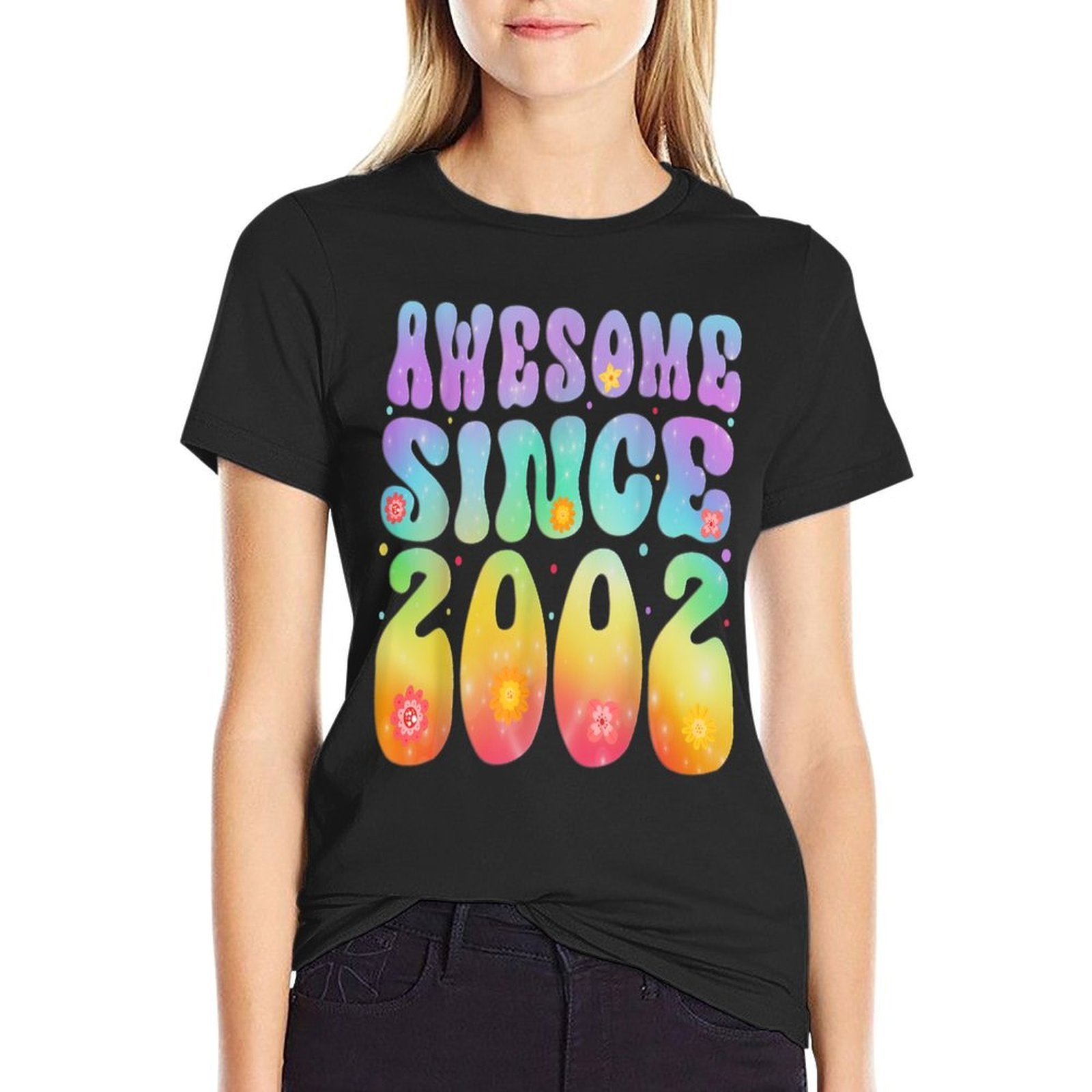 Awesome Since 2002 21 Years Old Tie Dye Flower 21st Birthday  Wrinkle-resistant T-Shirt