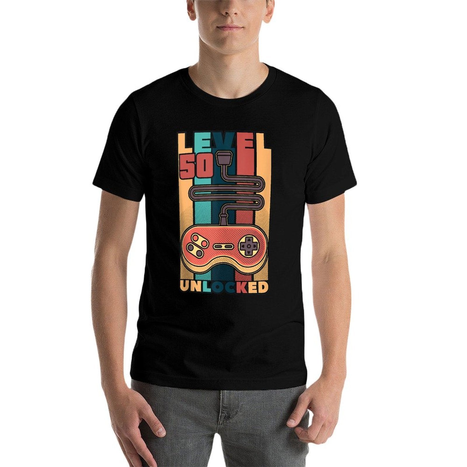 50th Birthday Men Level 50 Unlocked Retro 50 Years Old Gift  Relaxed-fit T-Shirt