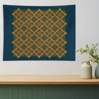 Harmonious Intertwined Lines Orange on Midnight Tapestry