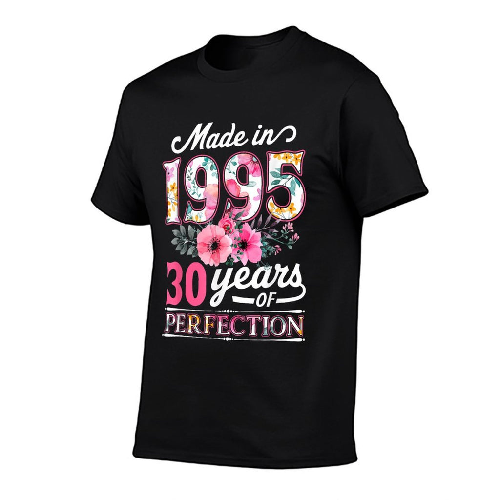 30 Year Old Made In 1995 Floral Flower 30th Birthday Womens  Heathered Texture T-Shirt