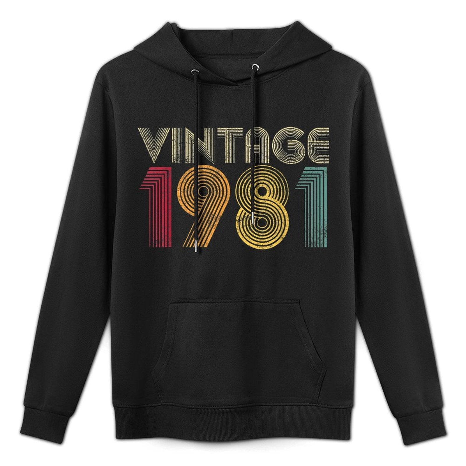 1981 40th Birthday Gift Vintage Retro Men Women 40 Years Old Kangaroo Pocket Hoodie