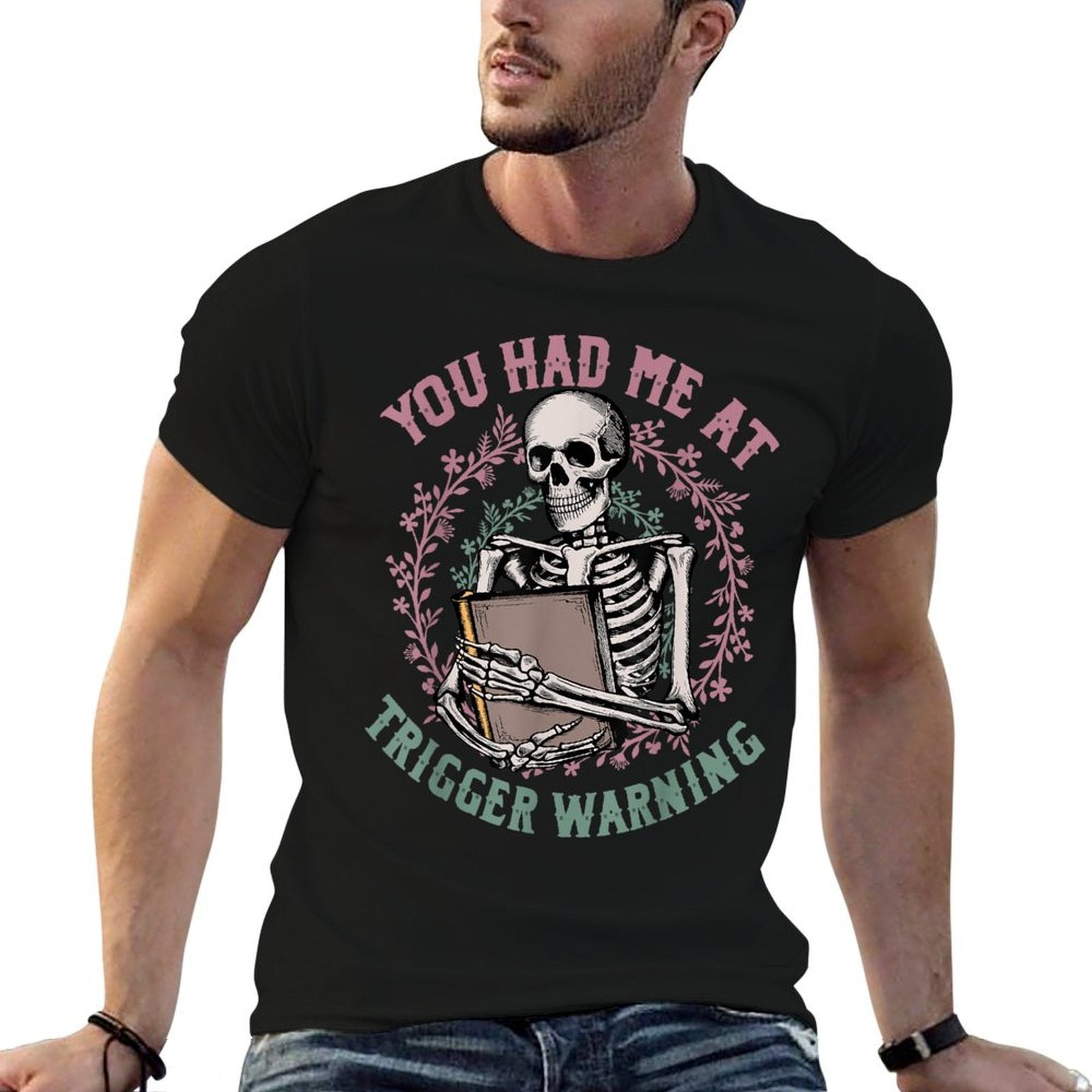 Dark Romance Had Me at Trigger Warning Skeleton Smutt Book  Soft T-Shirt