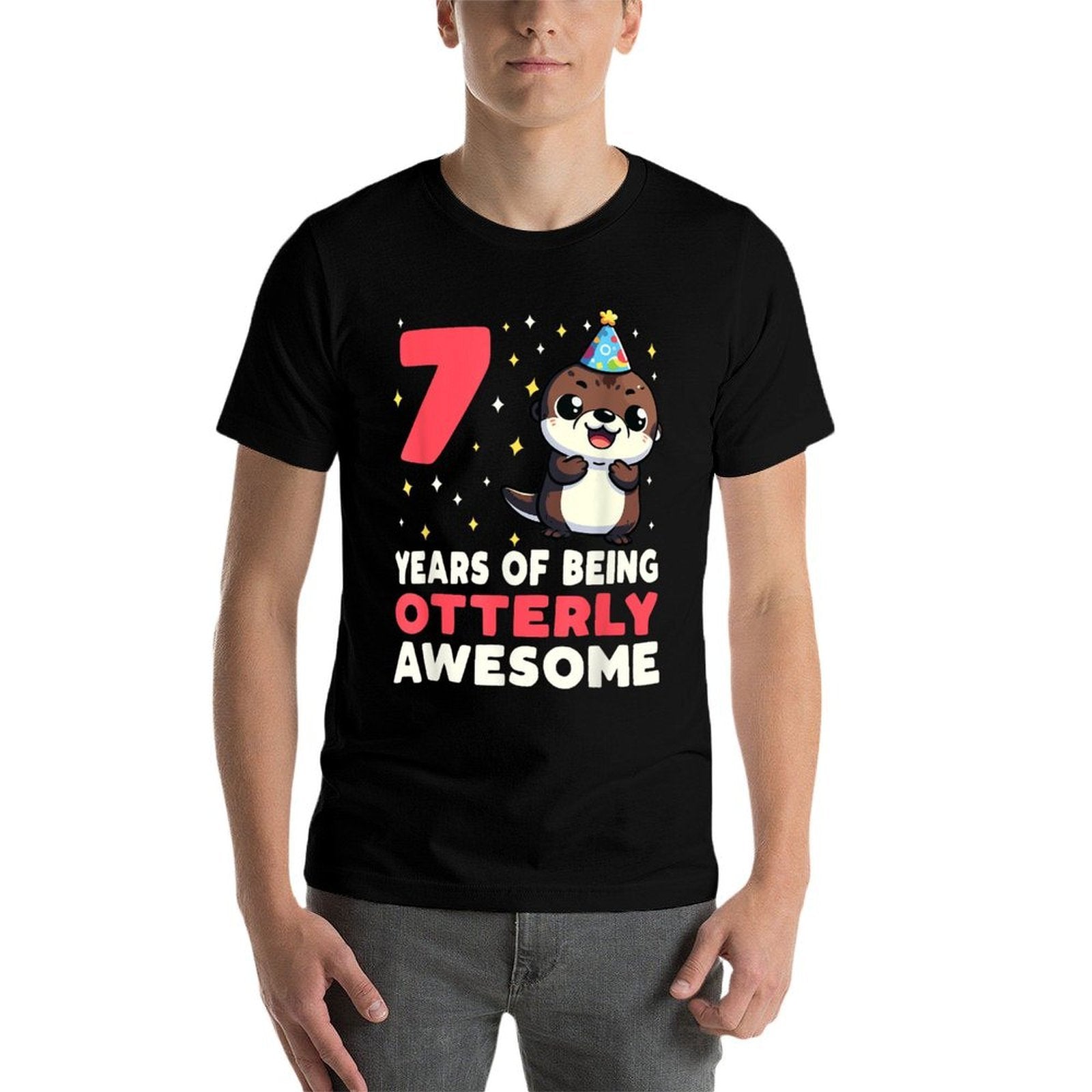 7th Birthday Otter Outfit Seven Year Old Birthday  Classic T-Shirt