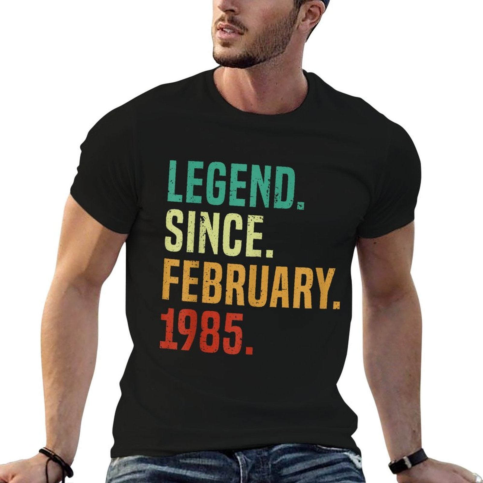 40 Years Old Legend Since February 1985 40th Birthday  Heathered Texture T-Shirt