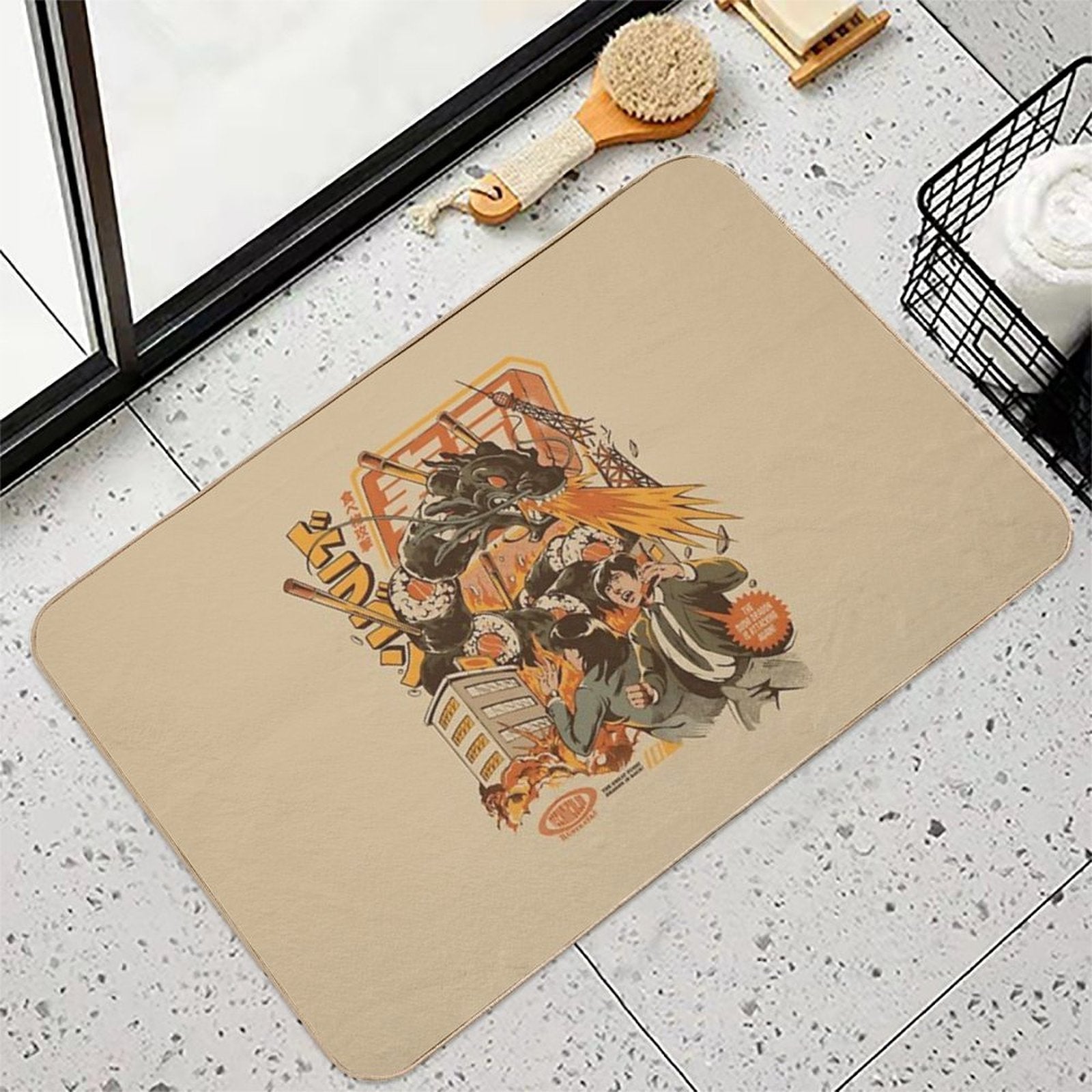 Sushi Dragon Attack  Stain-Proof Bath Mat