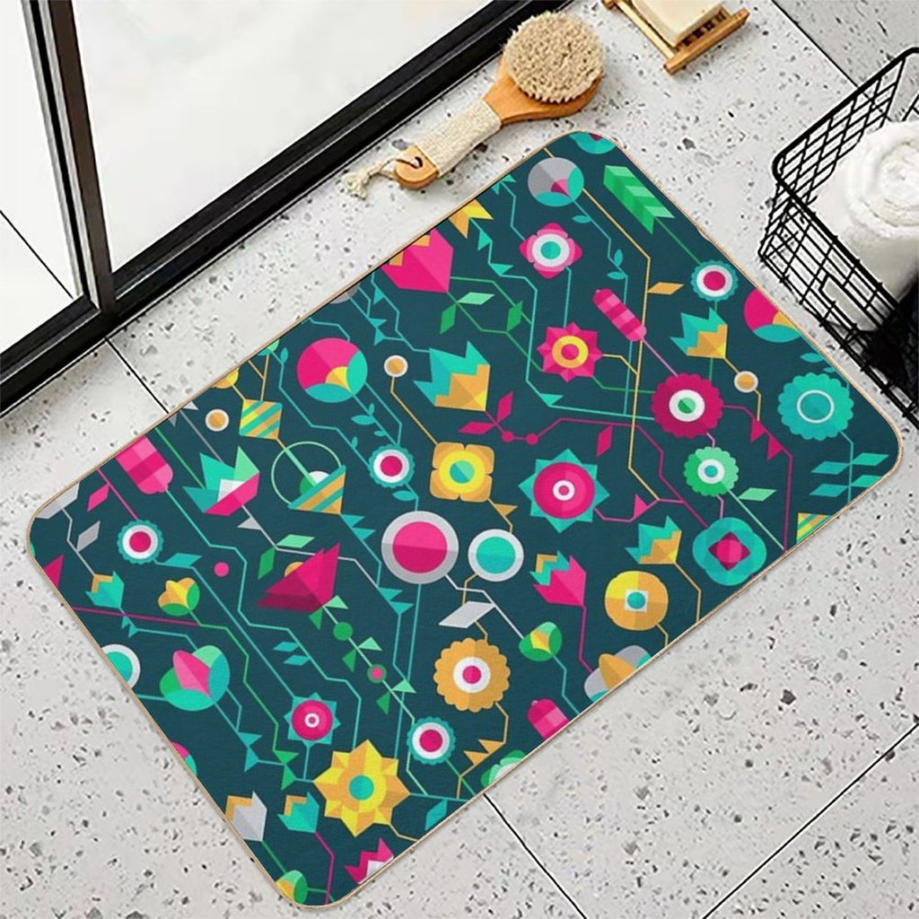 LL334  Geometric Floral I  Rapid-Drying Bath Mat