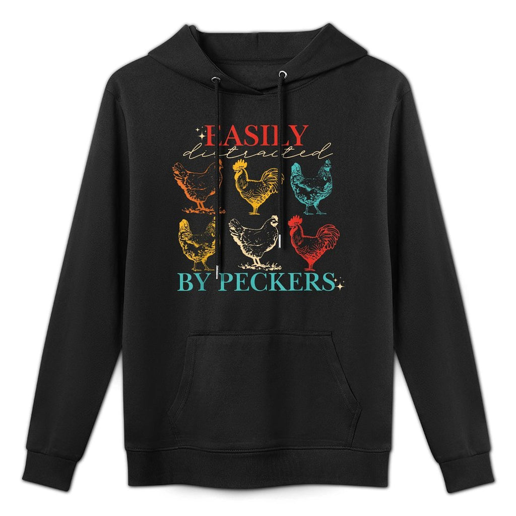 Easily Distracted By Peckers Chicken Vintage Design Machine Washable Hoodie