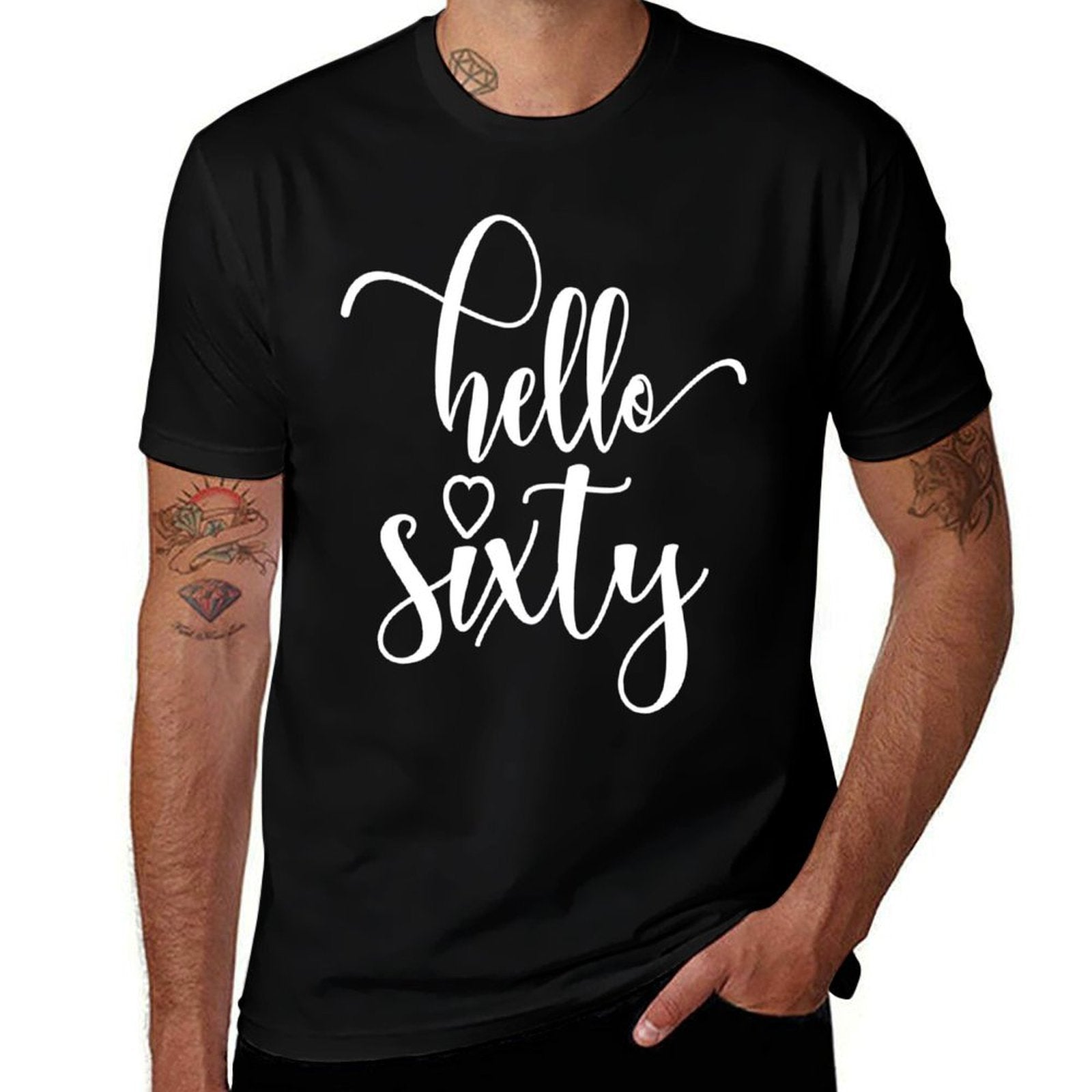 60th Birthday, For Women, Hello Sixty, 60 Years Old, Cute Sweatshirt  Heathered Texture T-Shirt