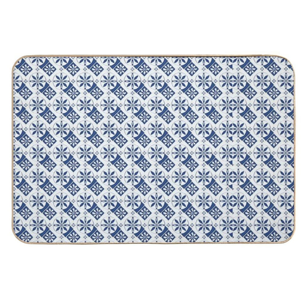 Blue Floral Portuguese Tile  Pet-Safe Bath Mat