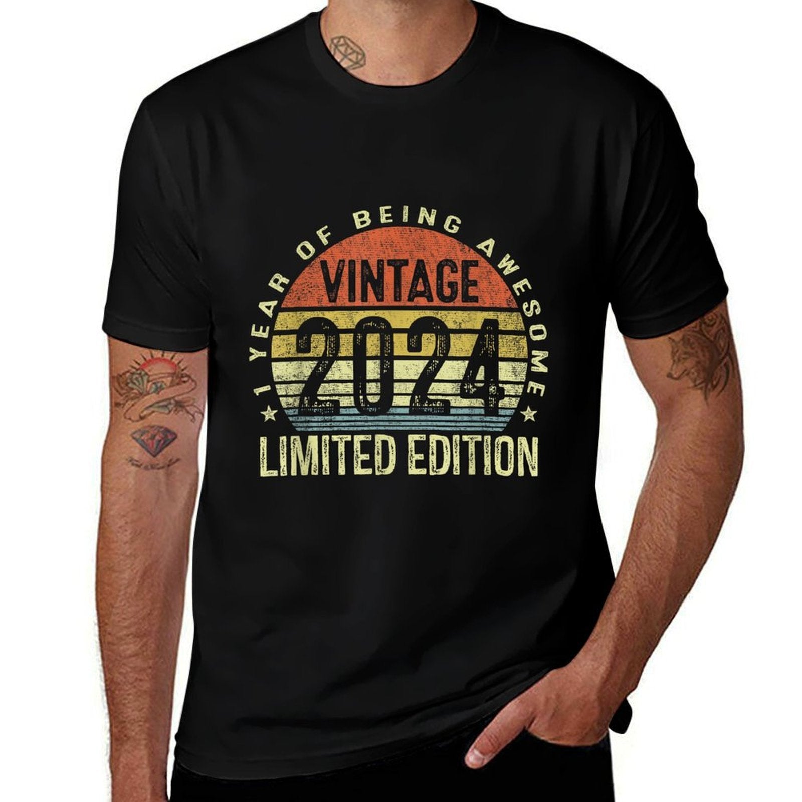 1 Year Old Being Awesome Vintage Born In 2024 1st Birthday  Stretchy T-Shirt