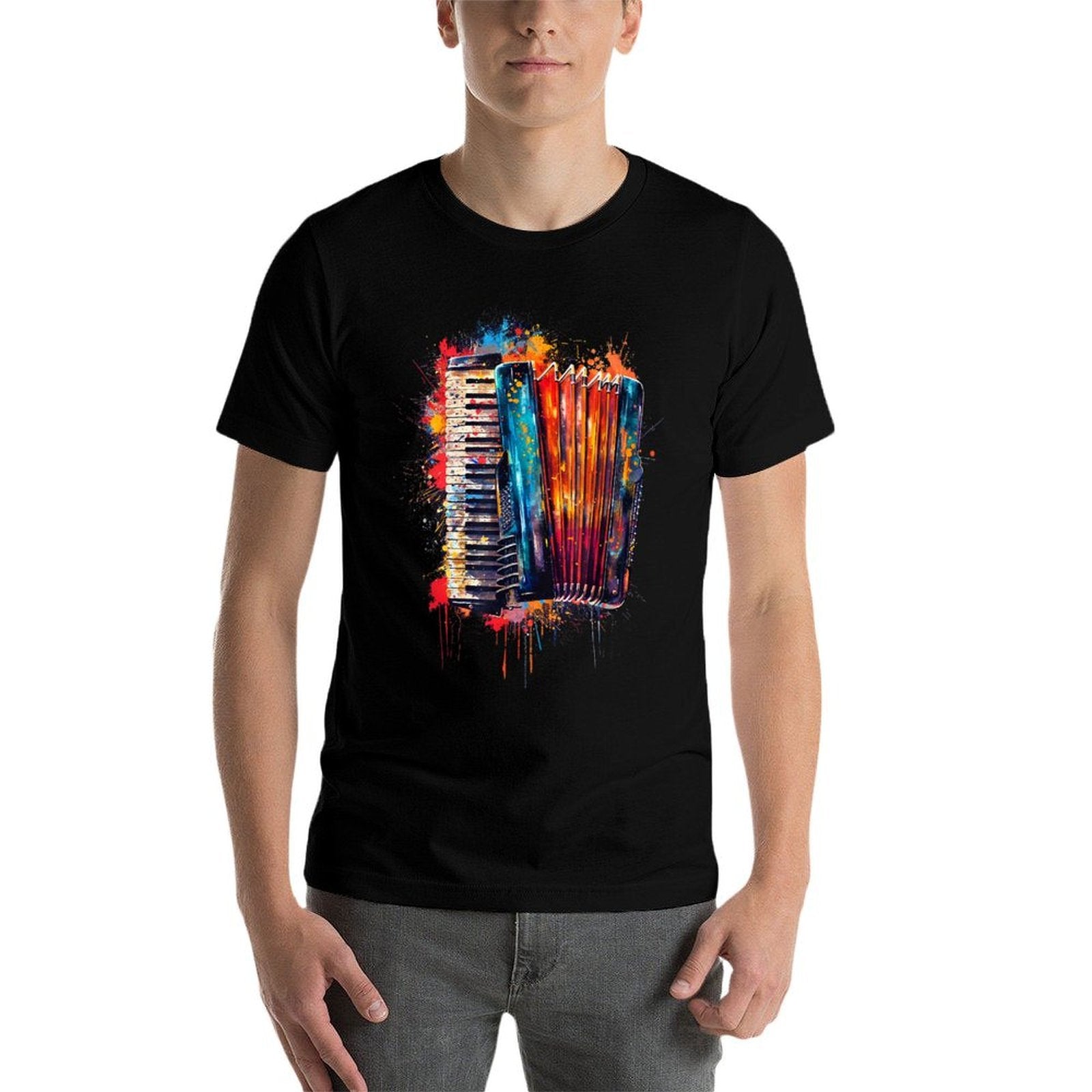 Accordion Instrument on Colorful Painted Accordion  Vintage-inspired T-Shirt