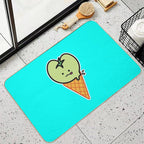 Kawaii Green Tomato Mascot No. 4  Rapid-Drying Bath Mat