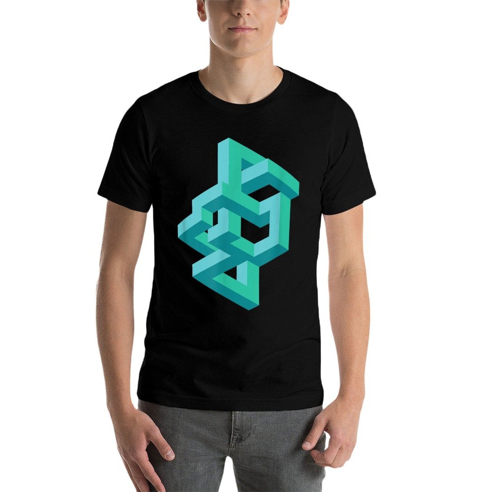 Artsy Modern Abstract Geometric Optical Illusion Men Women  Summer-ready Fabric T-Shirt