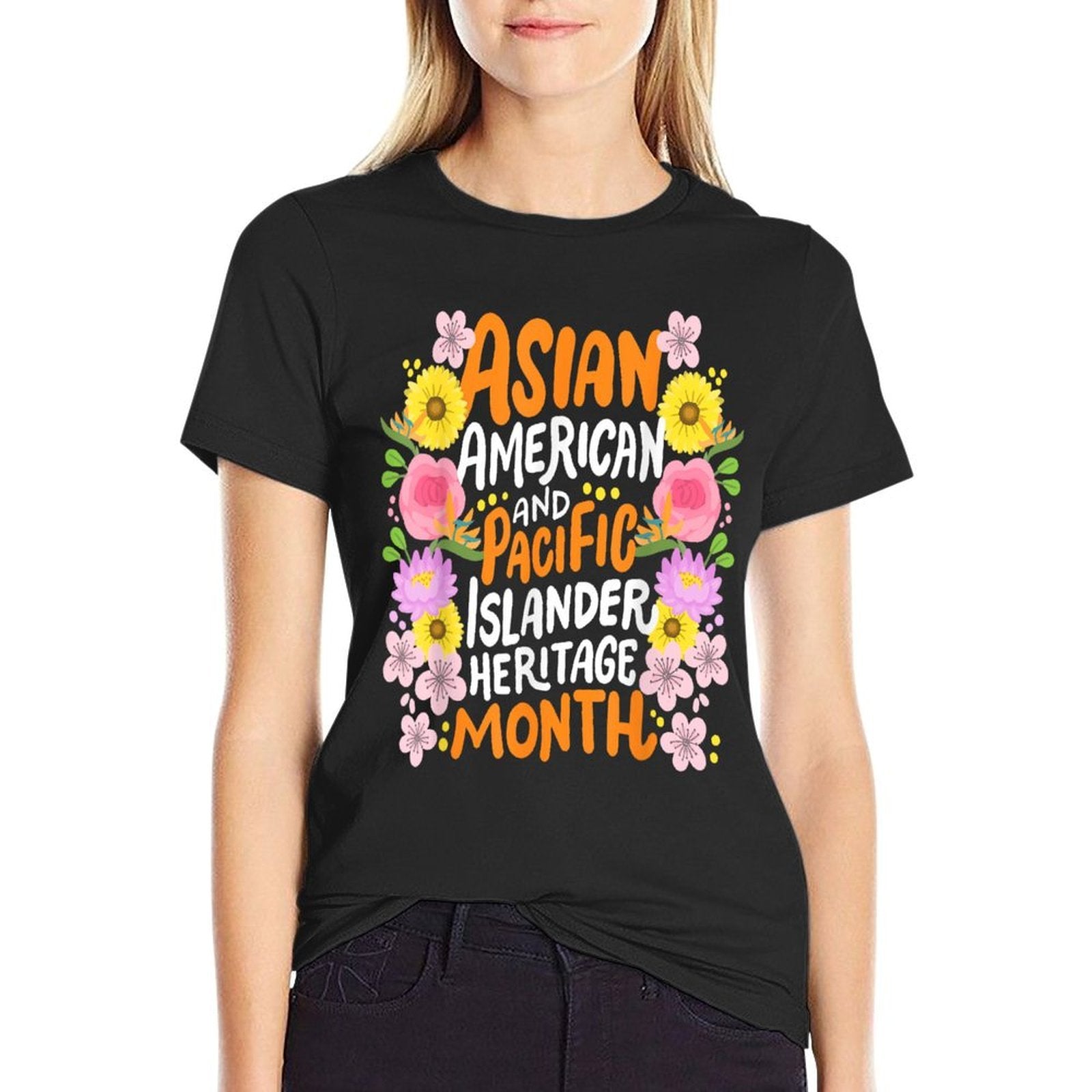 Asian American Pacific Islander Heritage Month Retro Groovy  Fade-proof Color T-Shirt