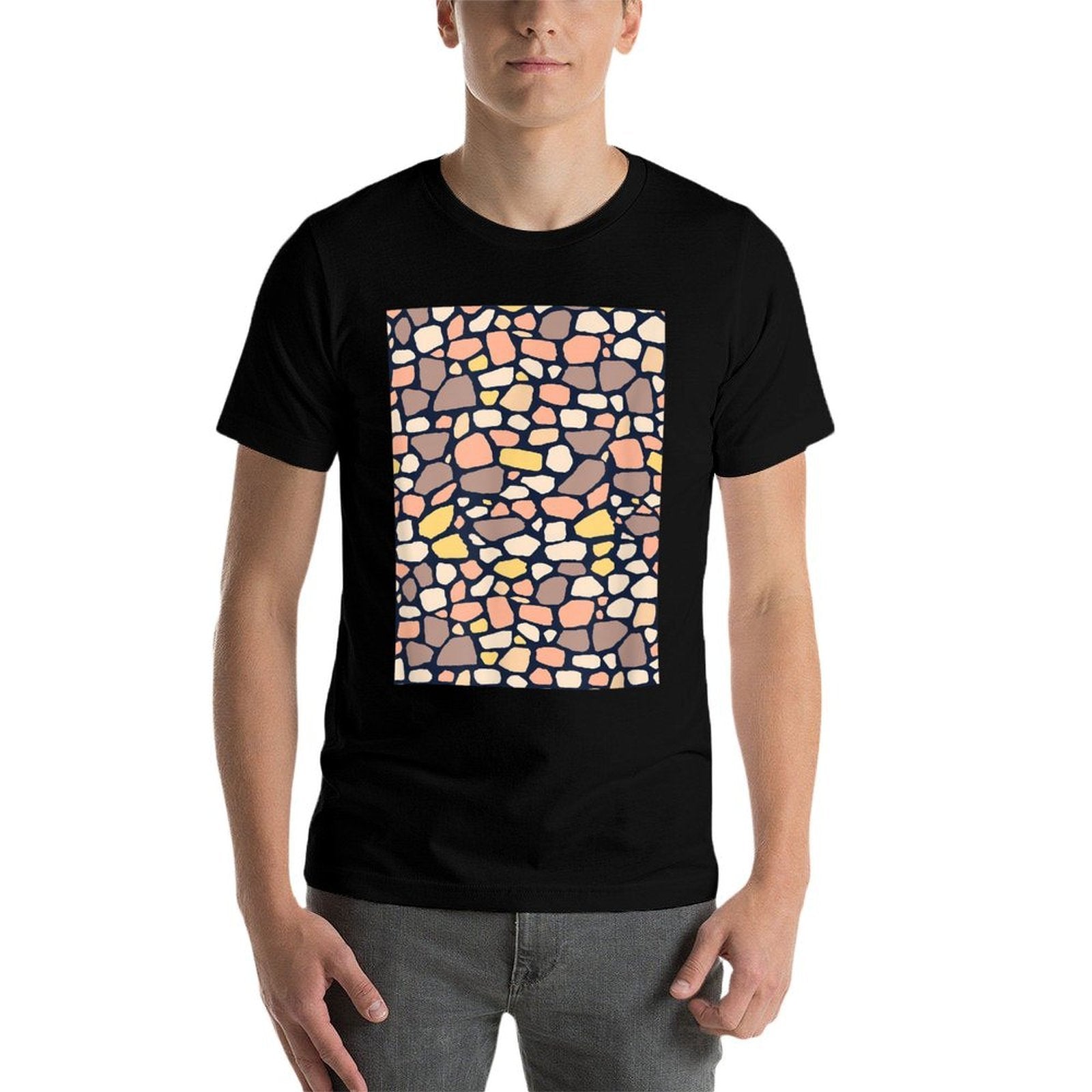 Abstract Terrazzo Colorful Geometric Minimalist  Summer-ready Fabric T-Shirt