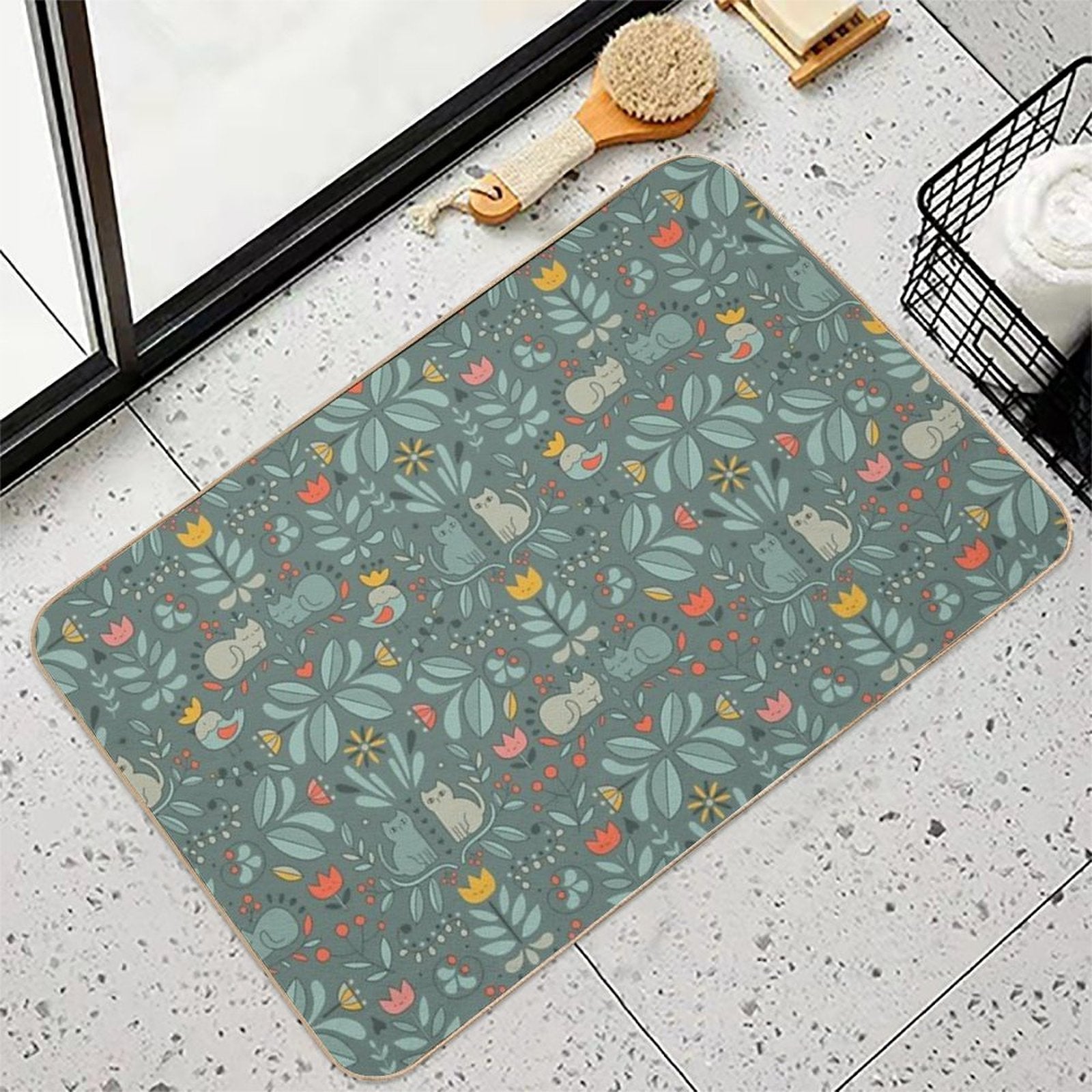 Swedish Folk Cats  Eco-Friendly Bath Mat